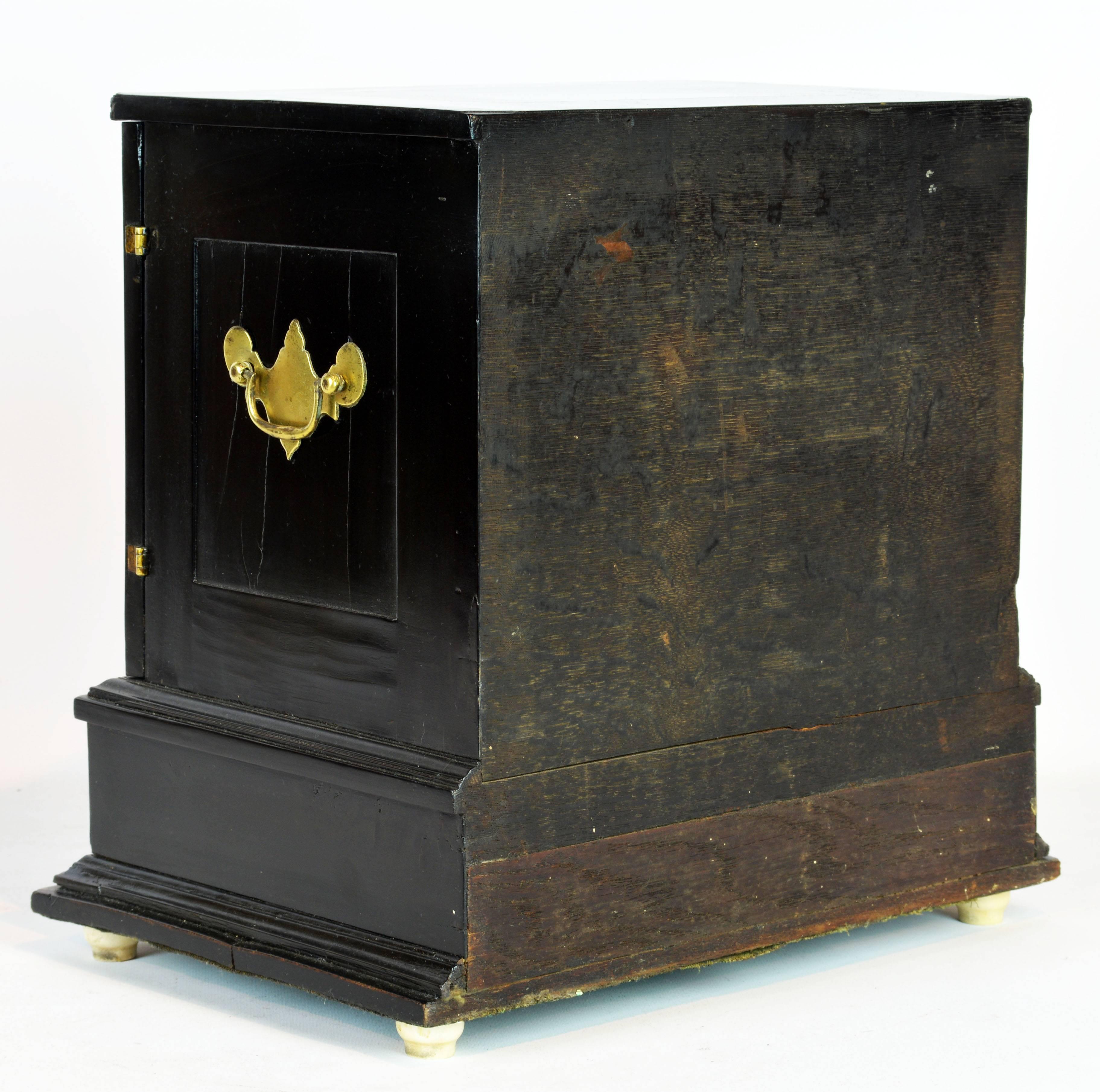 Italian Superior 19th Century Neoclassical Ebonized and Ivory Inlaid Table Cabinet