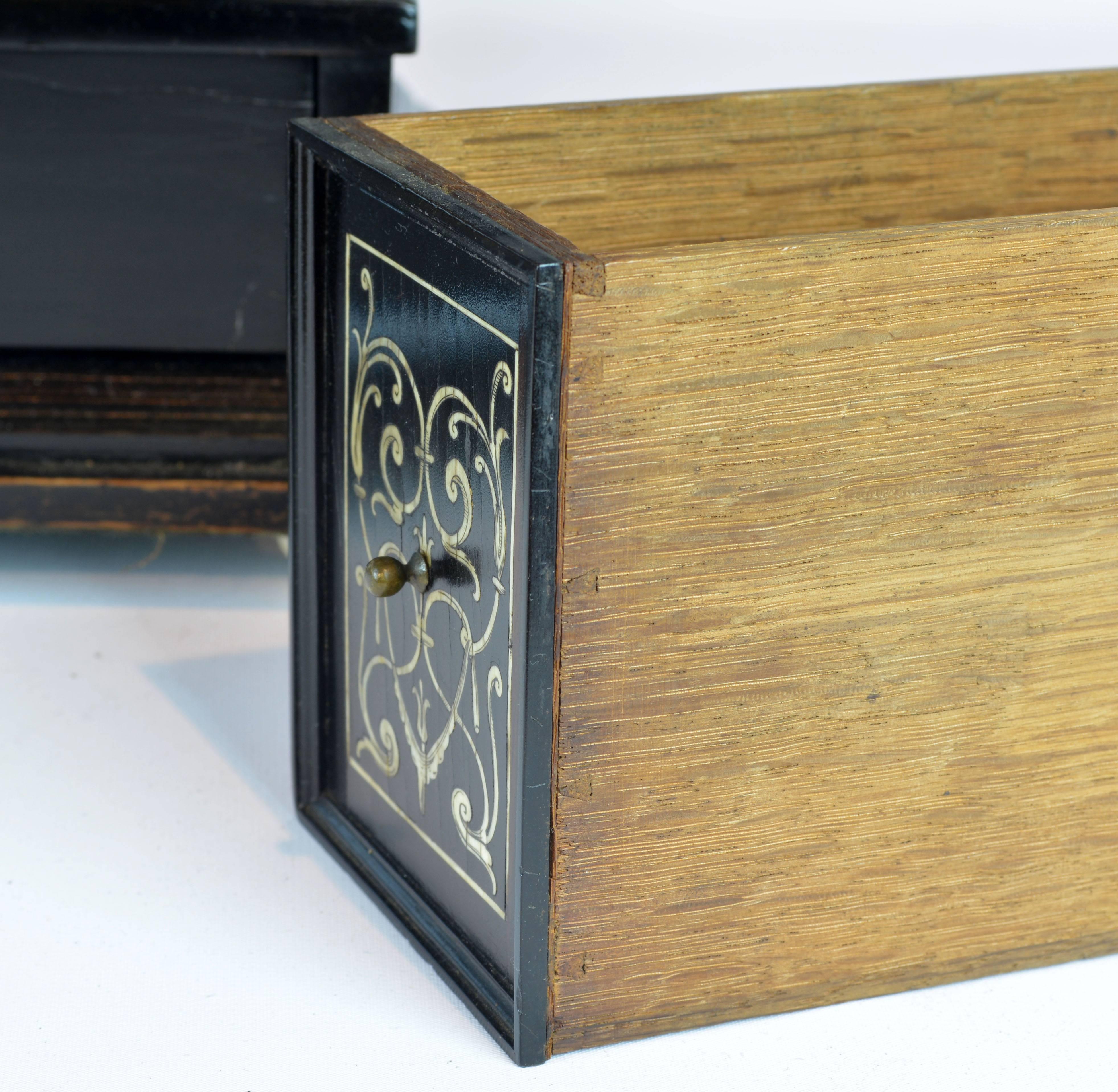 Superior 19th Century Neoclassical Ebonized and Ivory Inlaid Table Cabinet 3