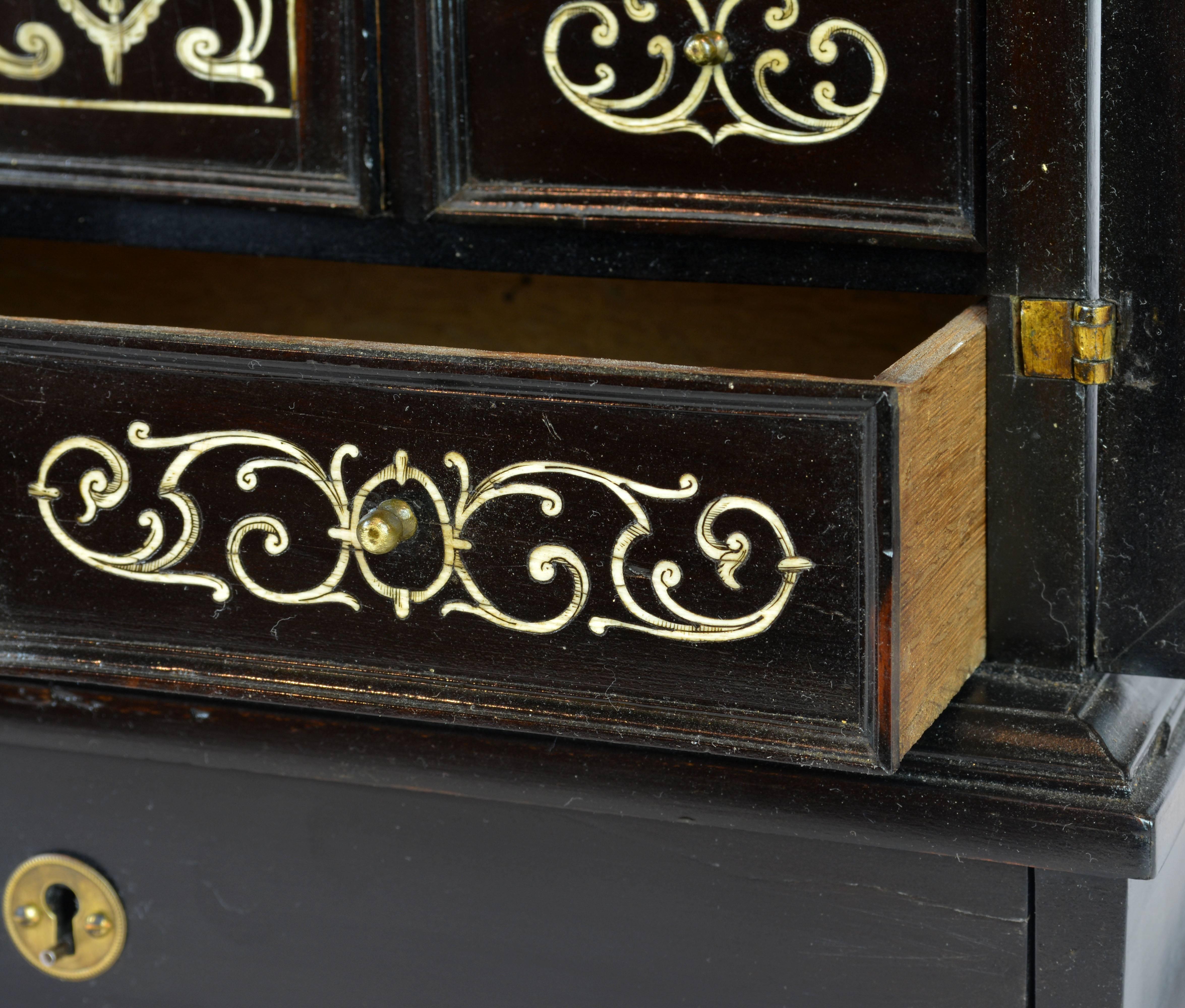 Superior 19th Century Neoclassical Ebonized and Ivory Inlaid Table Cabinet 2