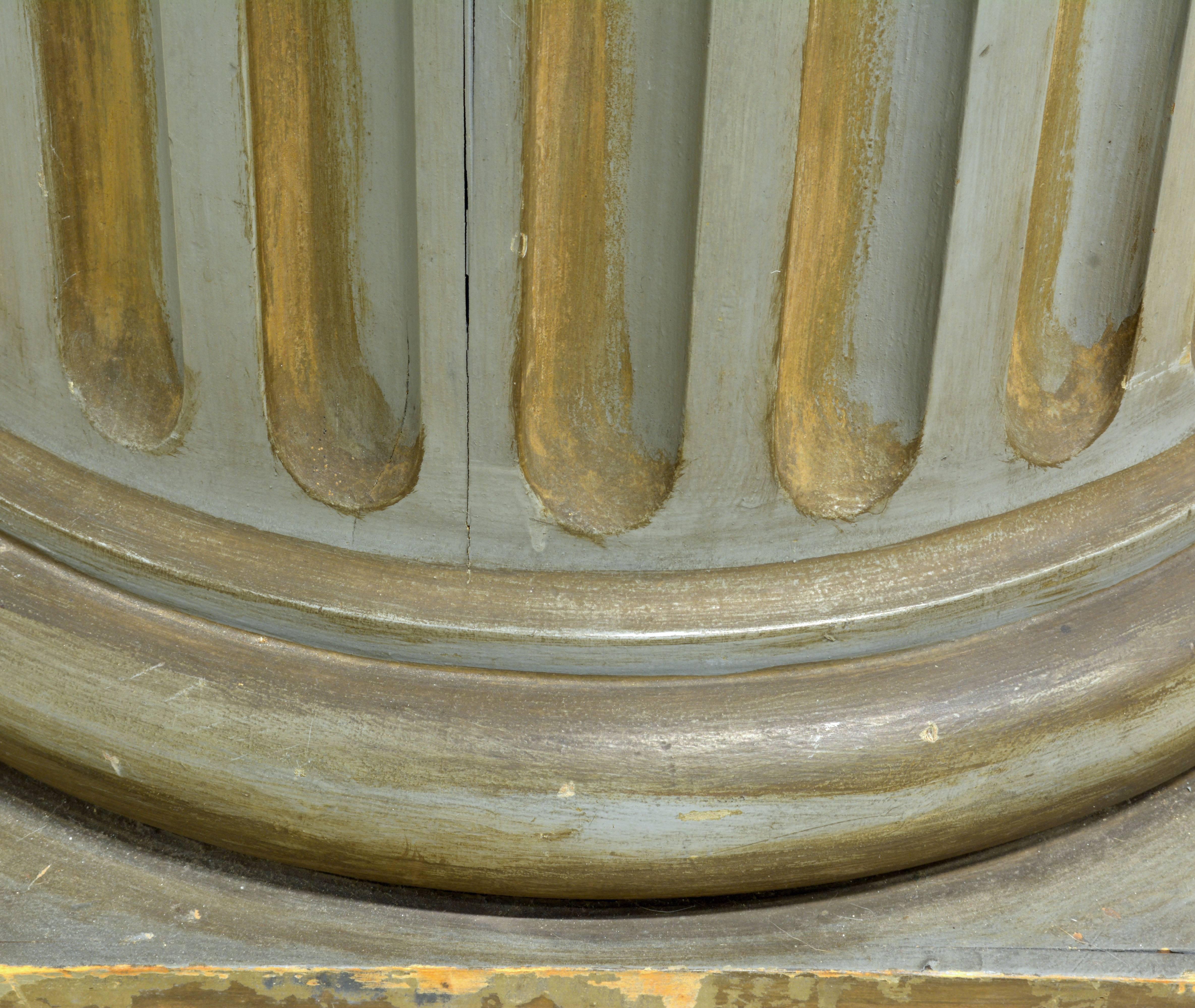 Greco Roman Great Vintage Greco-Roman Style Grey Painted Column Pedestal