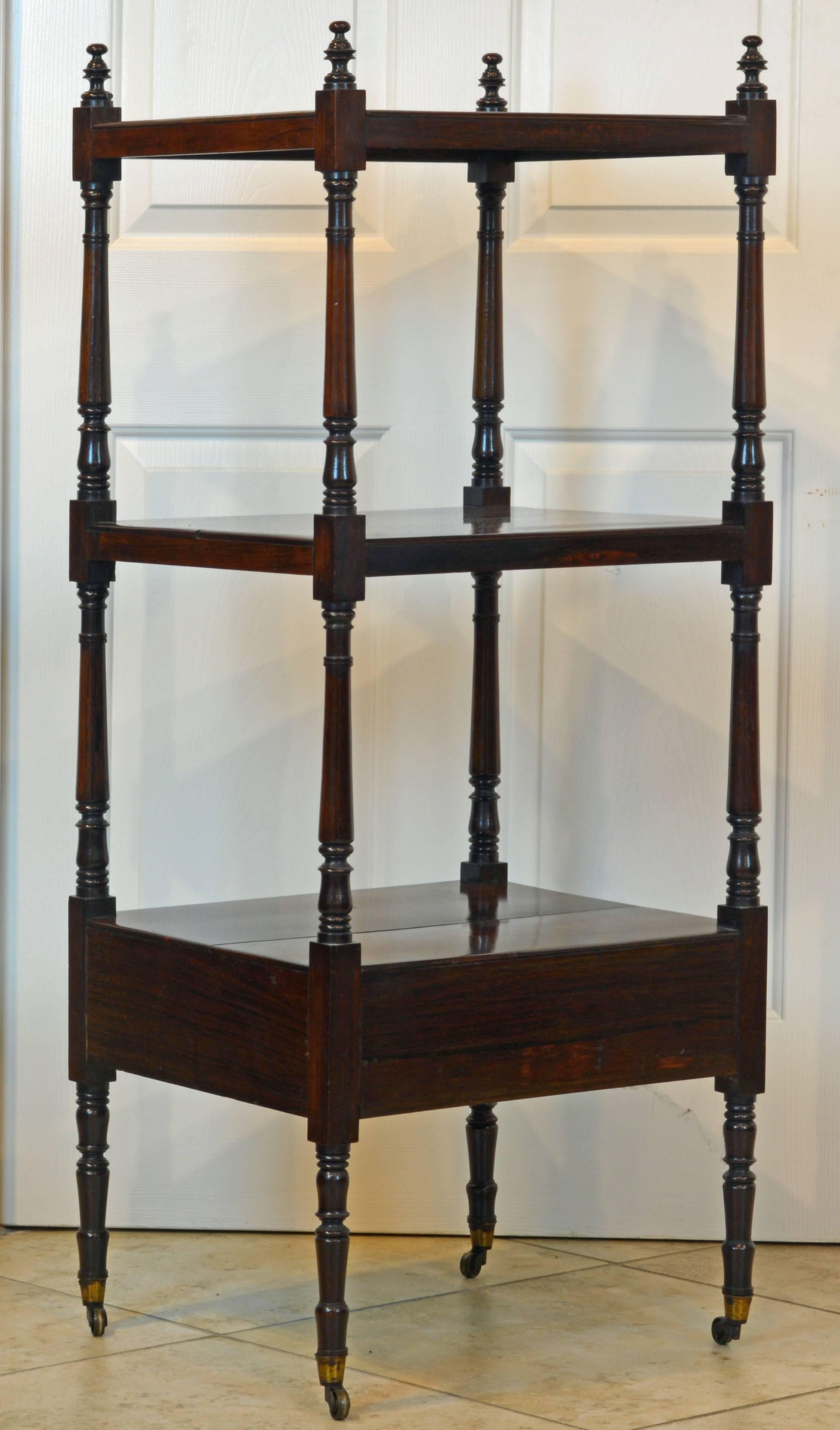 Georgian Attractive 19th Century English Rosewood Three-Tier and One Drawer Étagère