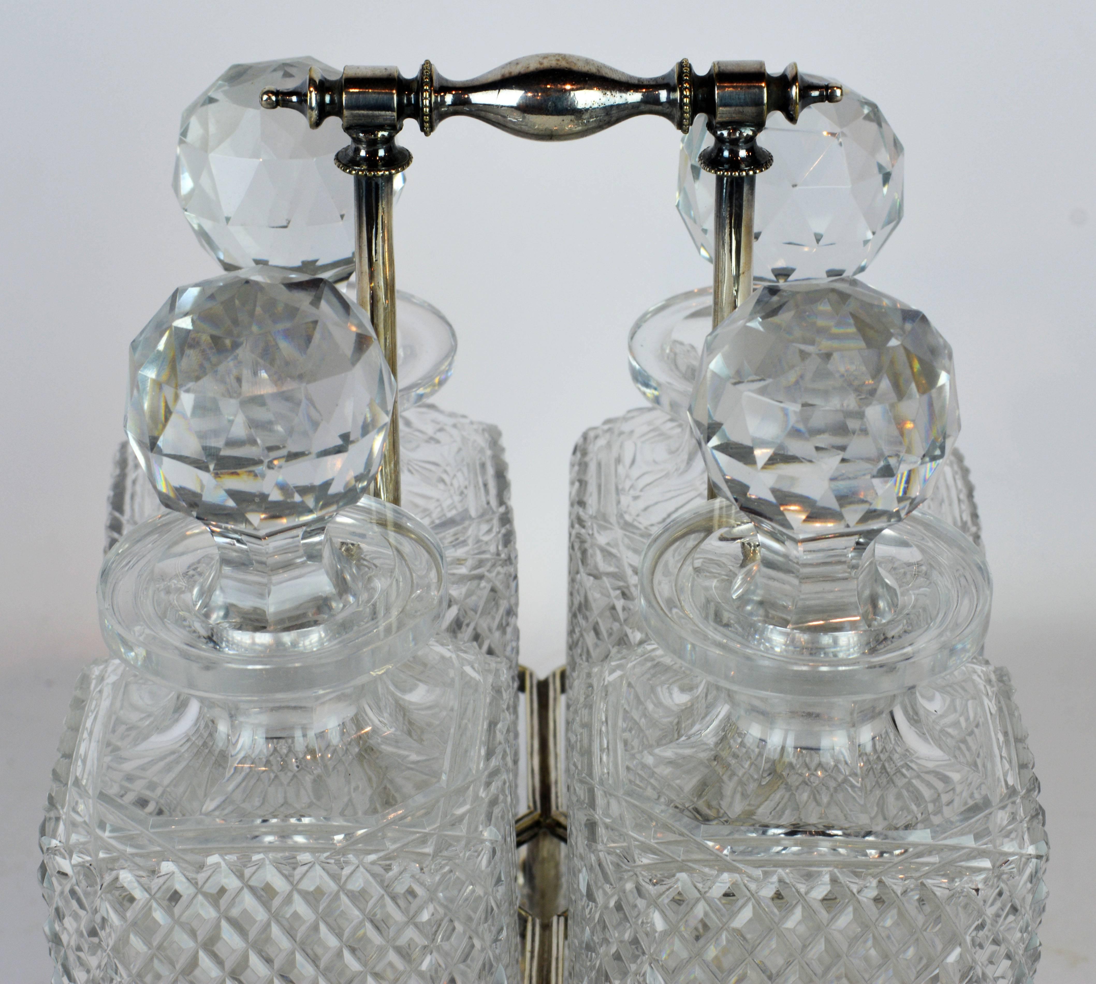 English Georgian Style Sheffield SP Tantalus Decanter Set