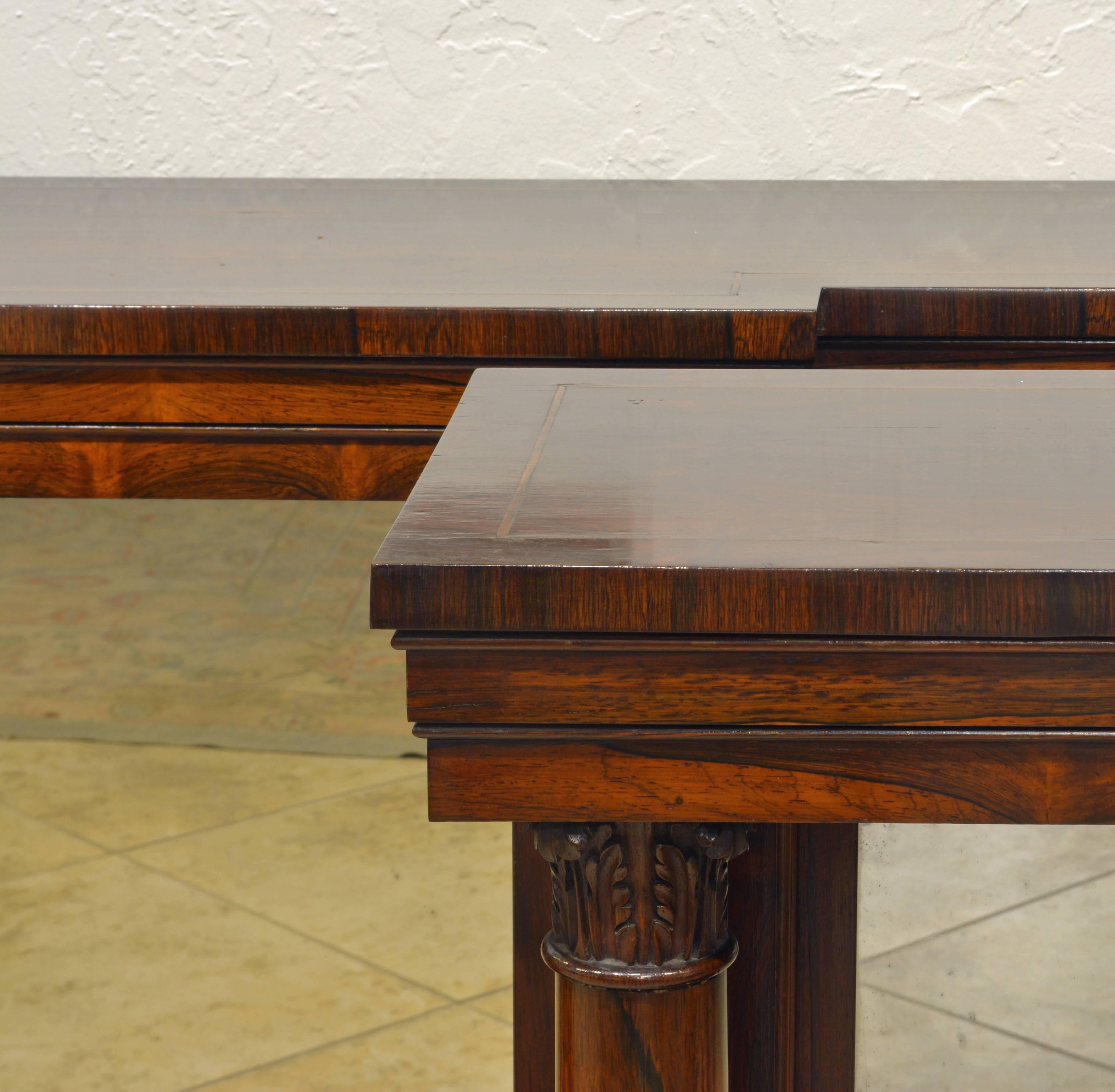19th Century Pair of Superior English Regency Mirrored Breakfront Rosewood Console Tables