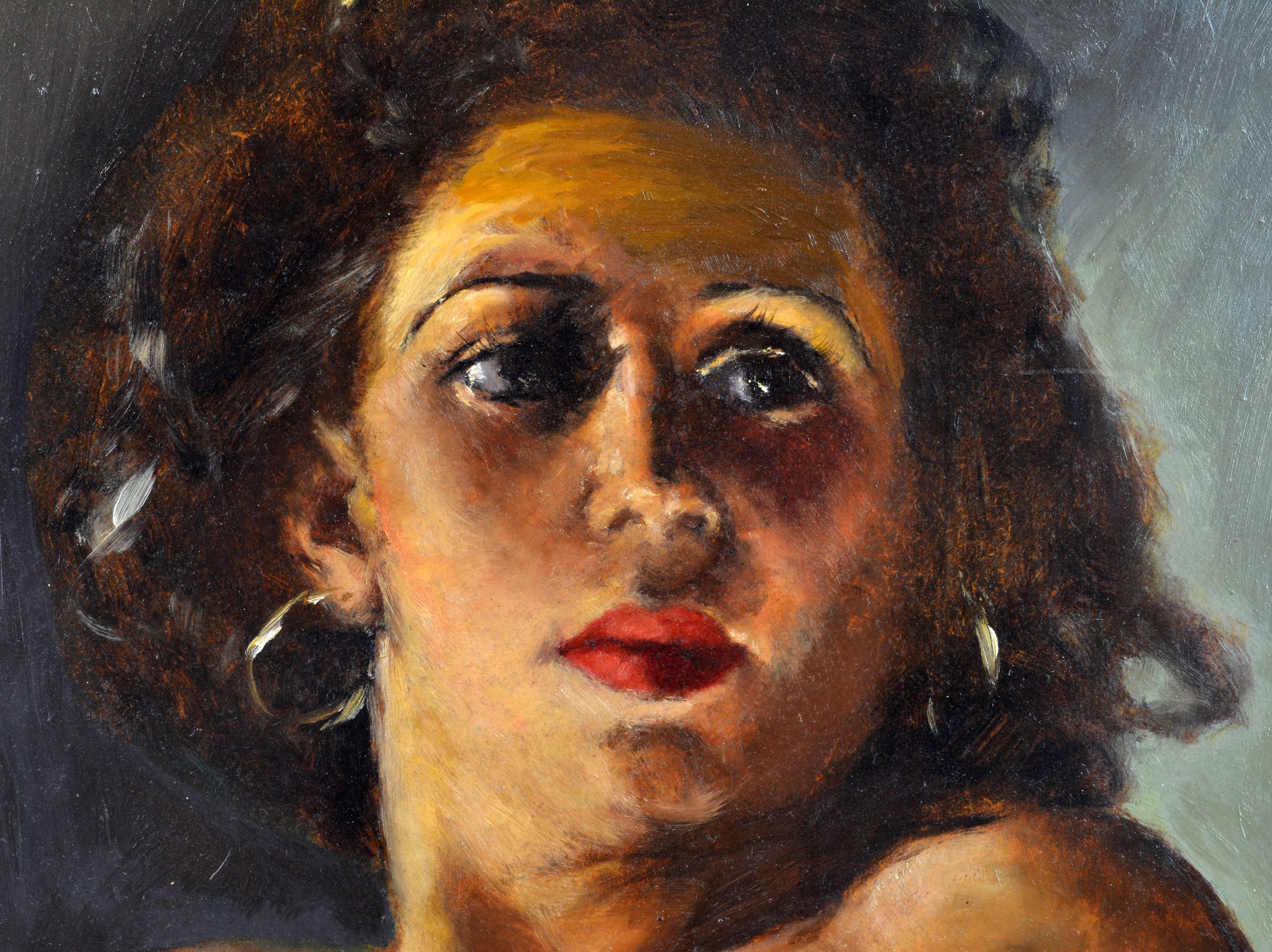 Mid-Century Modern Nu érotique de Fried Pal:: Hongrois 1893-1976:: Huile sur panneau:: étourdissant