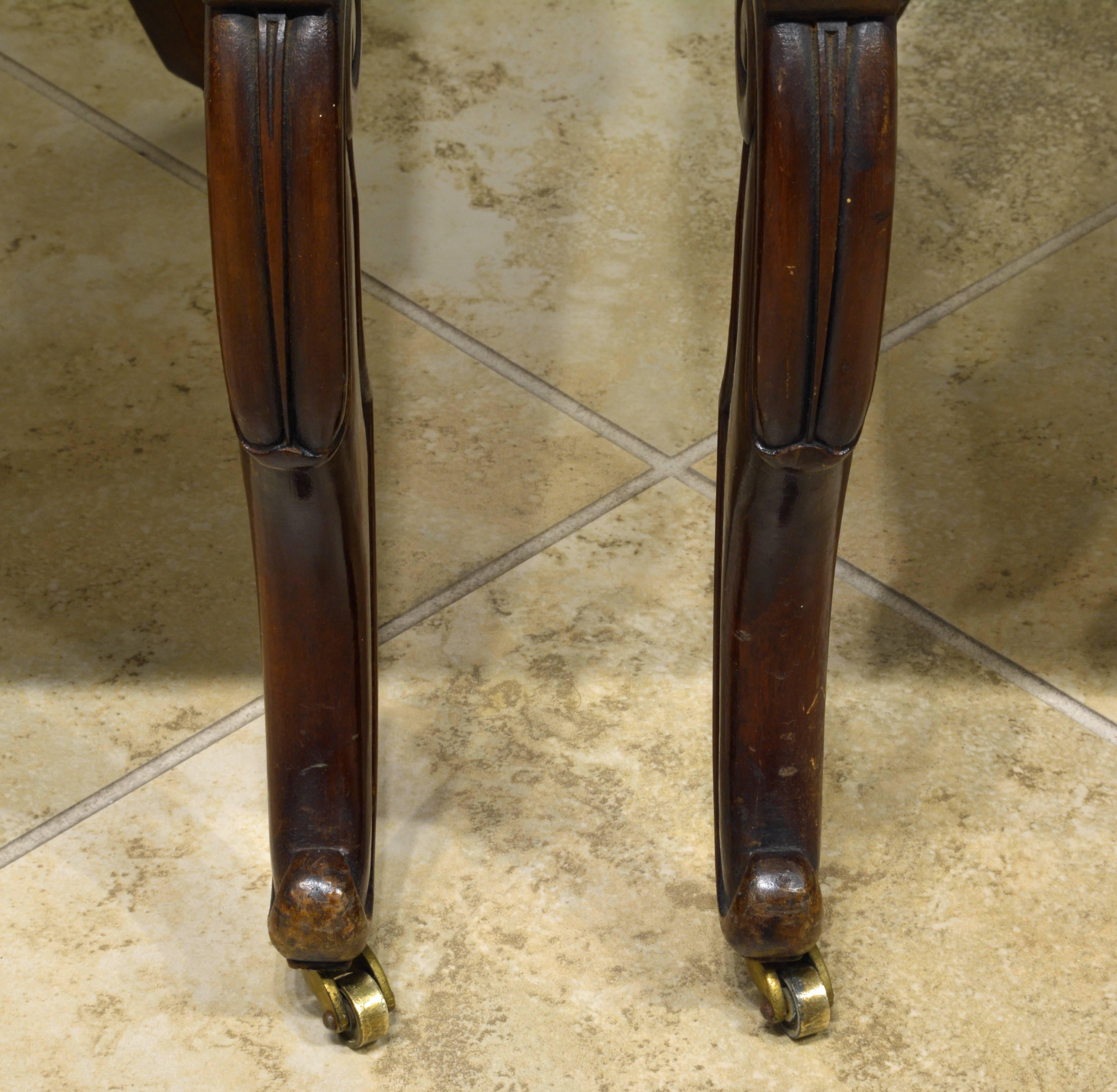 Elegant Pair of Napoleon III Empire Leather Covered Arm Chairs with Swan Mounts 1