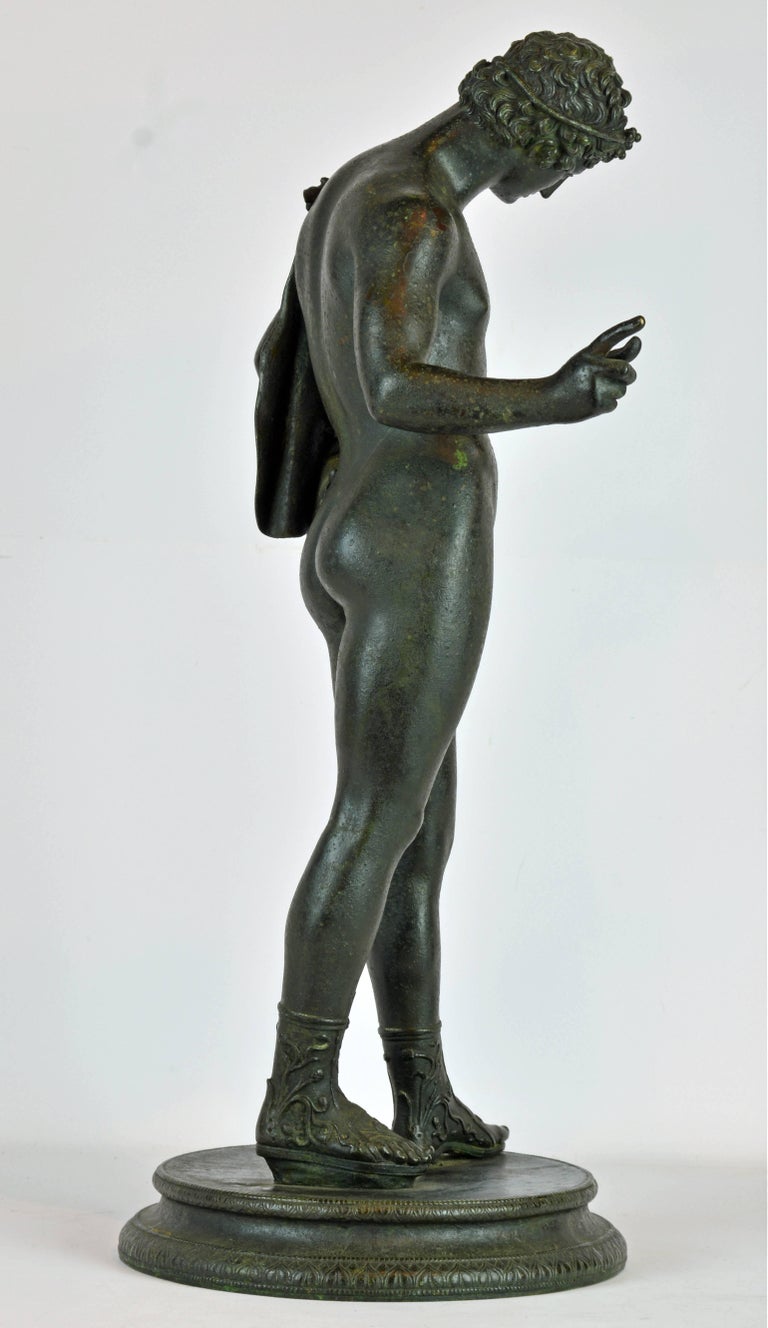 Italian 19th Century Bronze Statue of Antinous with Goatskin after the Antique at 1stDibs
