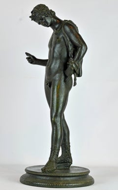Italian 19th Century Bronze Statue of Antinous with Goatskin after the Antique