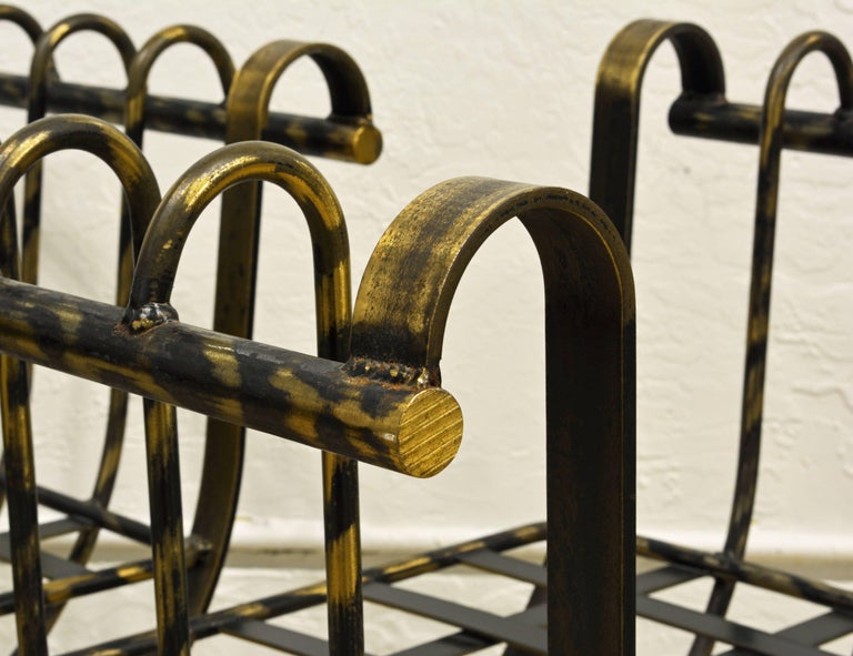 Pair of Classical Style steel patinated  Curule' Chairs with a Modern Twist In Excellent Condition In Ft. Lauderdale, FL