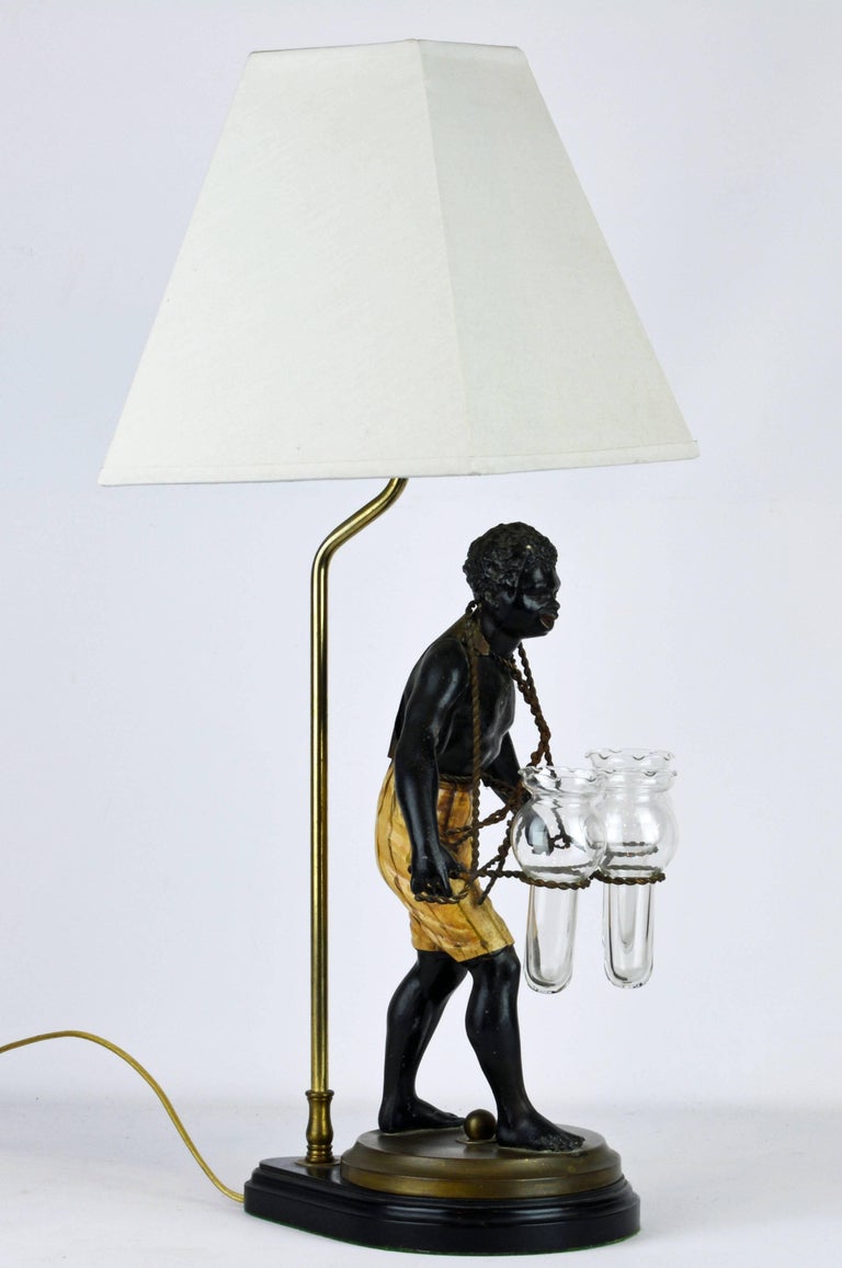 Exotic Midcentury Style Painted Bronze Blackamoor Themed Table Lamp at 1stdibs