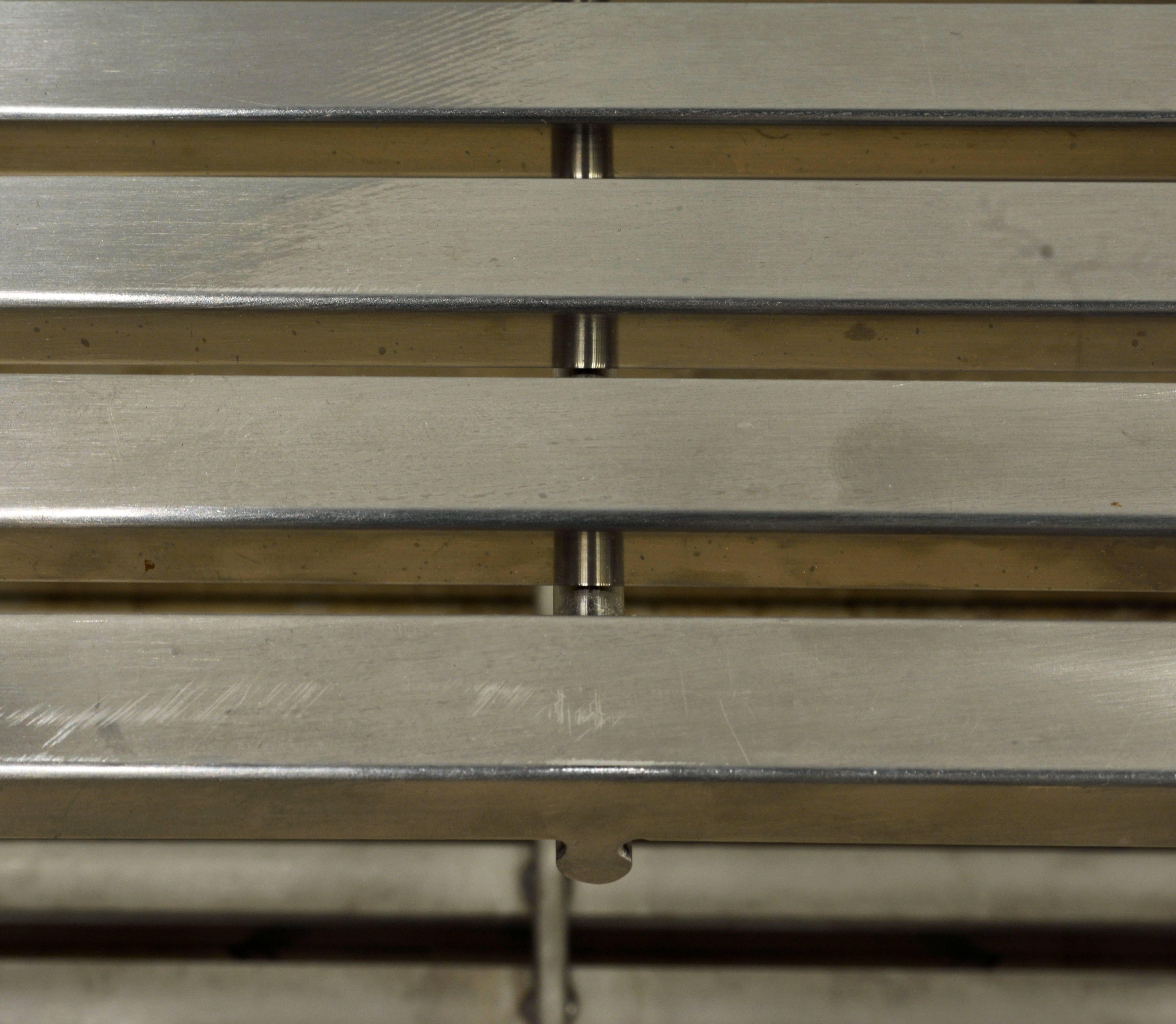 American MidCentury Modern Style Brushed Aluminum trapezoid Shape Slat Bench/Coffee Table