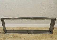 MidCentury Modern Style Brushed Aluminum trapezoid Shape Slat Bench/Coffee Table