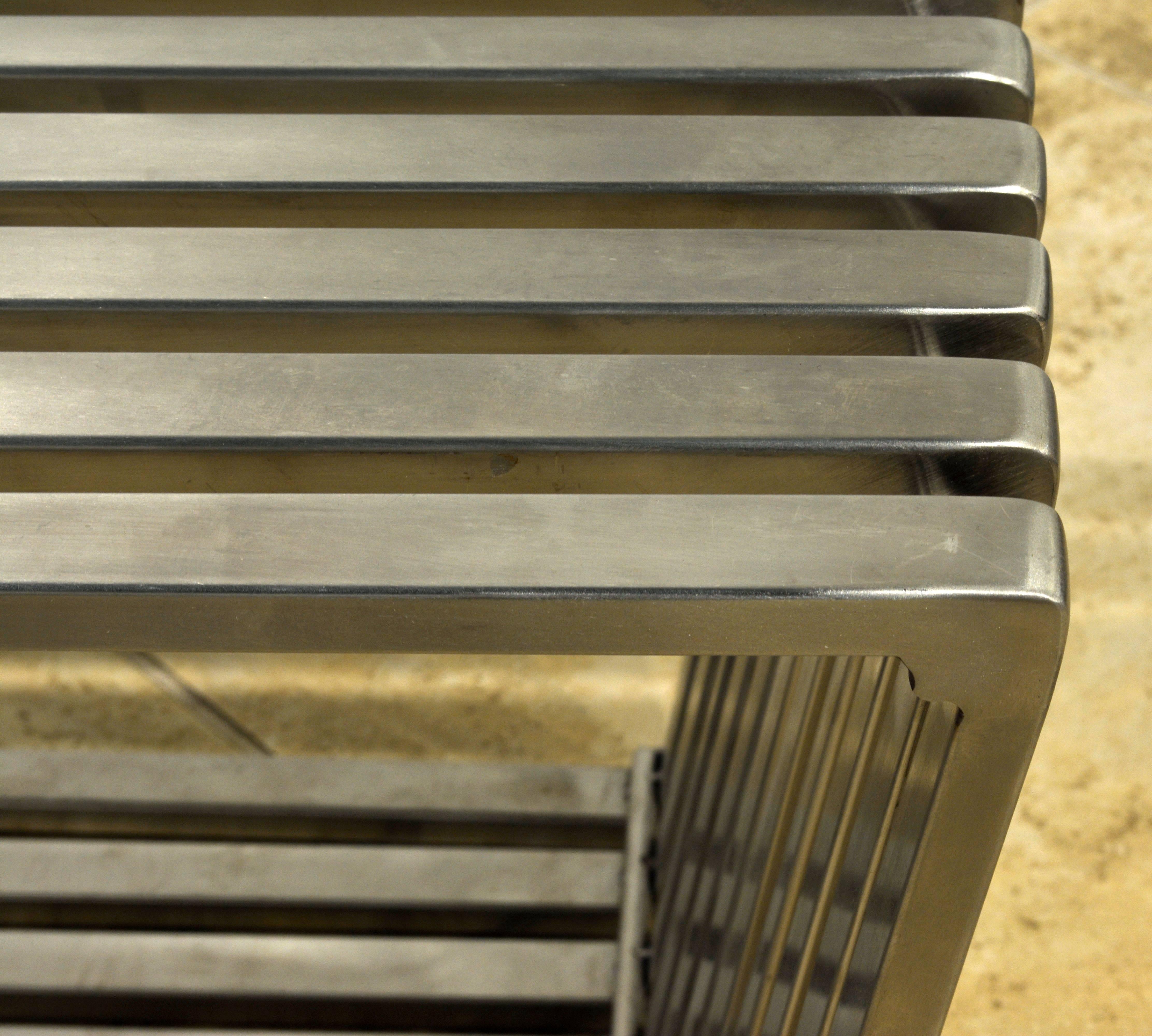 Mid-Century Modern MidCentury Modern Style Brushed Aluminum trapezoid Shape Slat Bench/Coffee Table