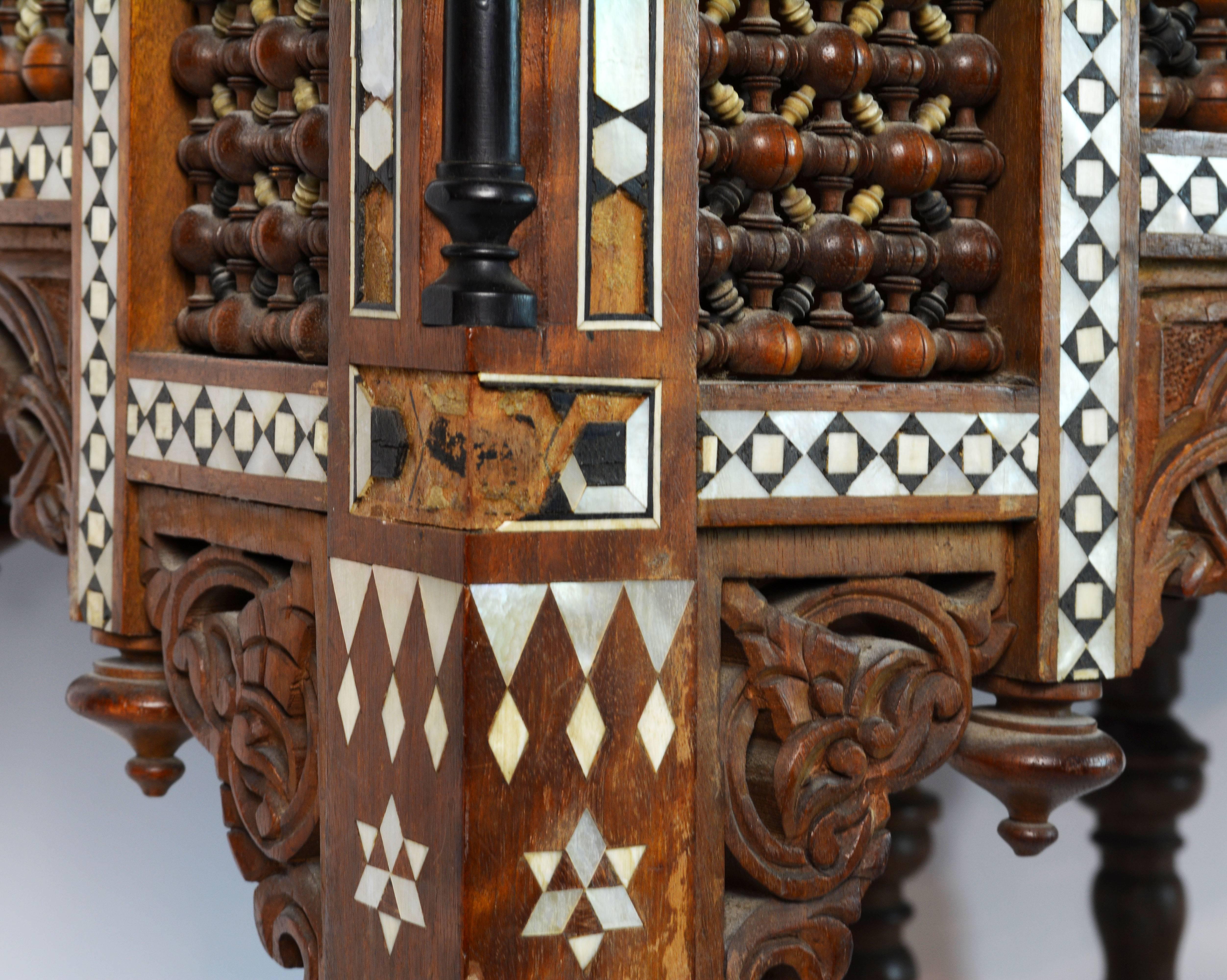 Pair of Fine 19th Century Mother-of-pearl Inlaid Open Work Moroccan Stools 5