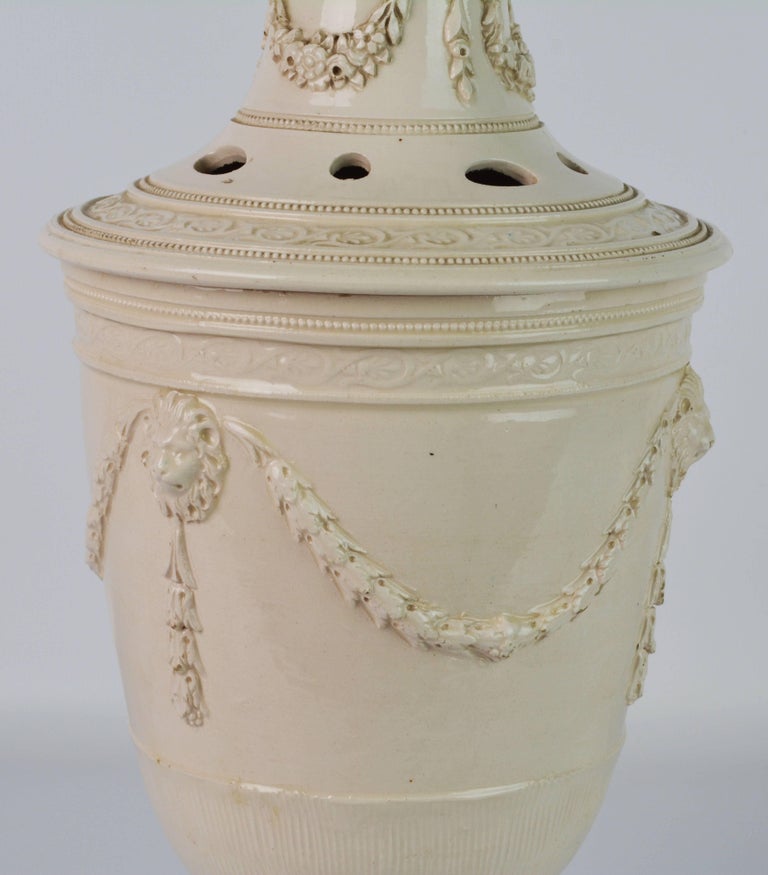 18th Century Leeds Cream Ware Style Covered Potpourri Jar or Urn at 1stDibs