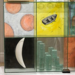 LARGE Therman Statom 12 Panel Art Glass & Mixed Media Grid Wall Art or Sculpture