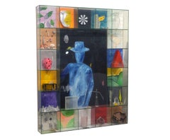 LARGE Therman Statom 19 Panel Art Glass & Mixed Media Grid Wall Art or Sculpture