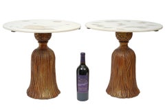 Pair of Palladio Mid-Century Modern Tassel Tables With Marble Tops