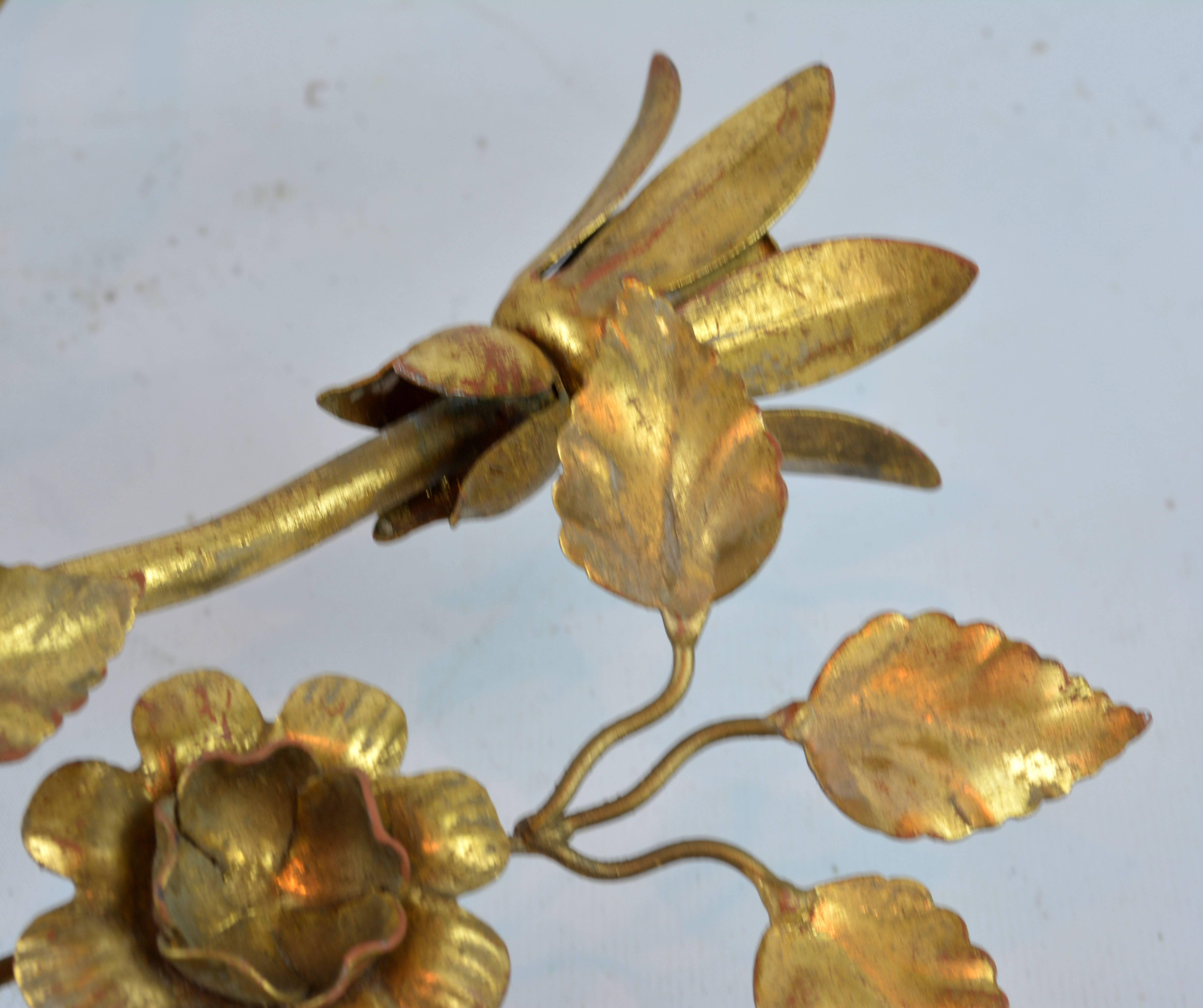 20th Century Exceptional Pair of Maison Baguès Style French Mid-Century Gilt Parrot Sconces