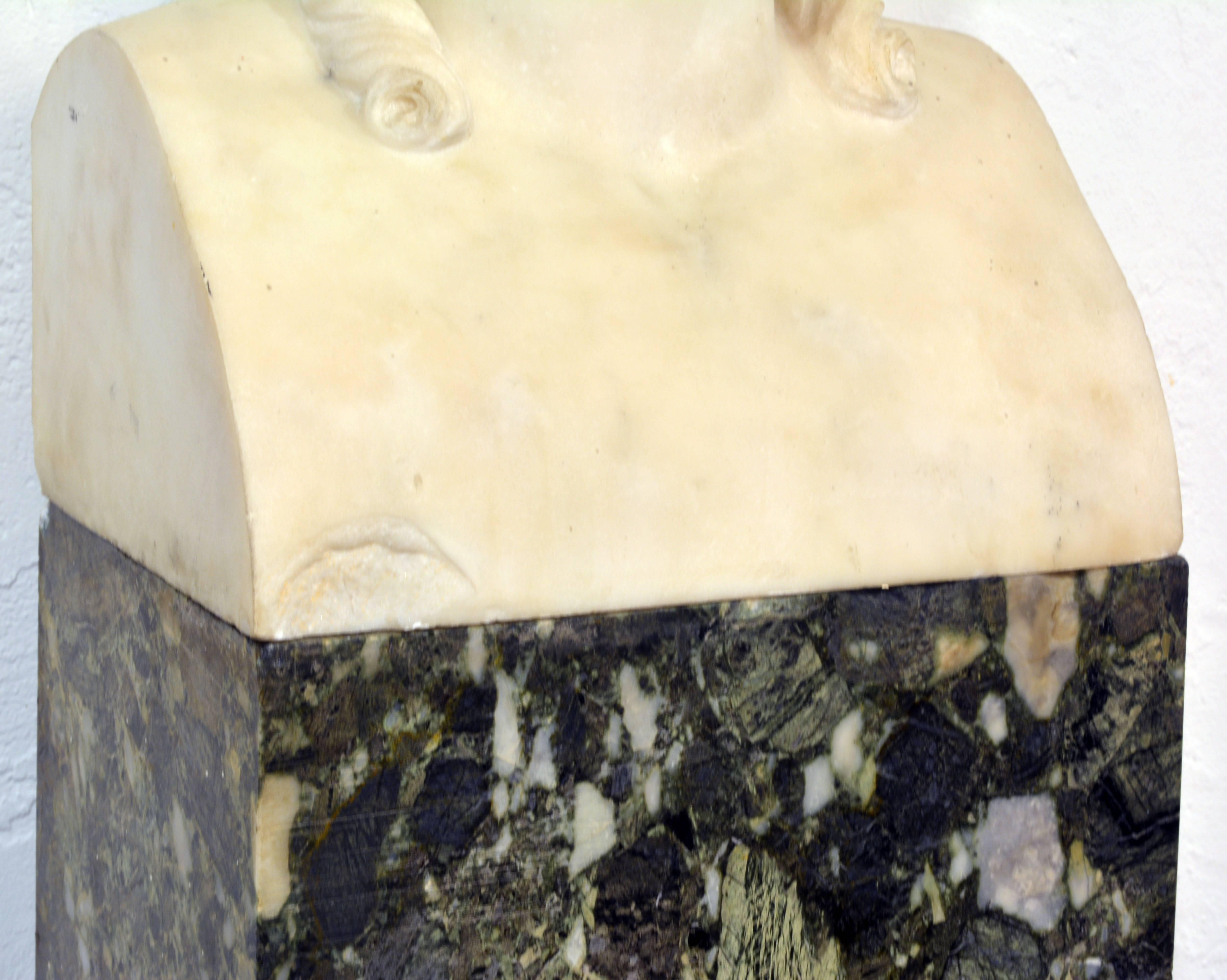 19th Century Italian Neoclassical Marble Bust of Nike on a Tall Marble Column 5