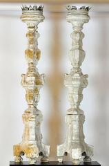 Large Pair of Italian Late 18th Century, Partial-Gilt and Painted Prickets
