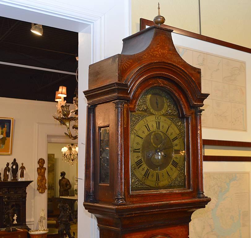 Metal Wonderful English 18th-19th Century Red Chinoiserie Grandfather Clock For Sale