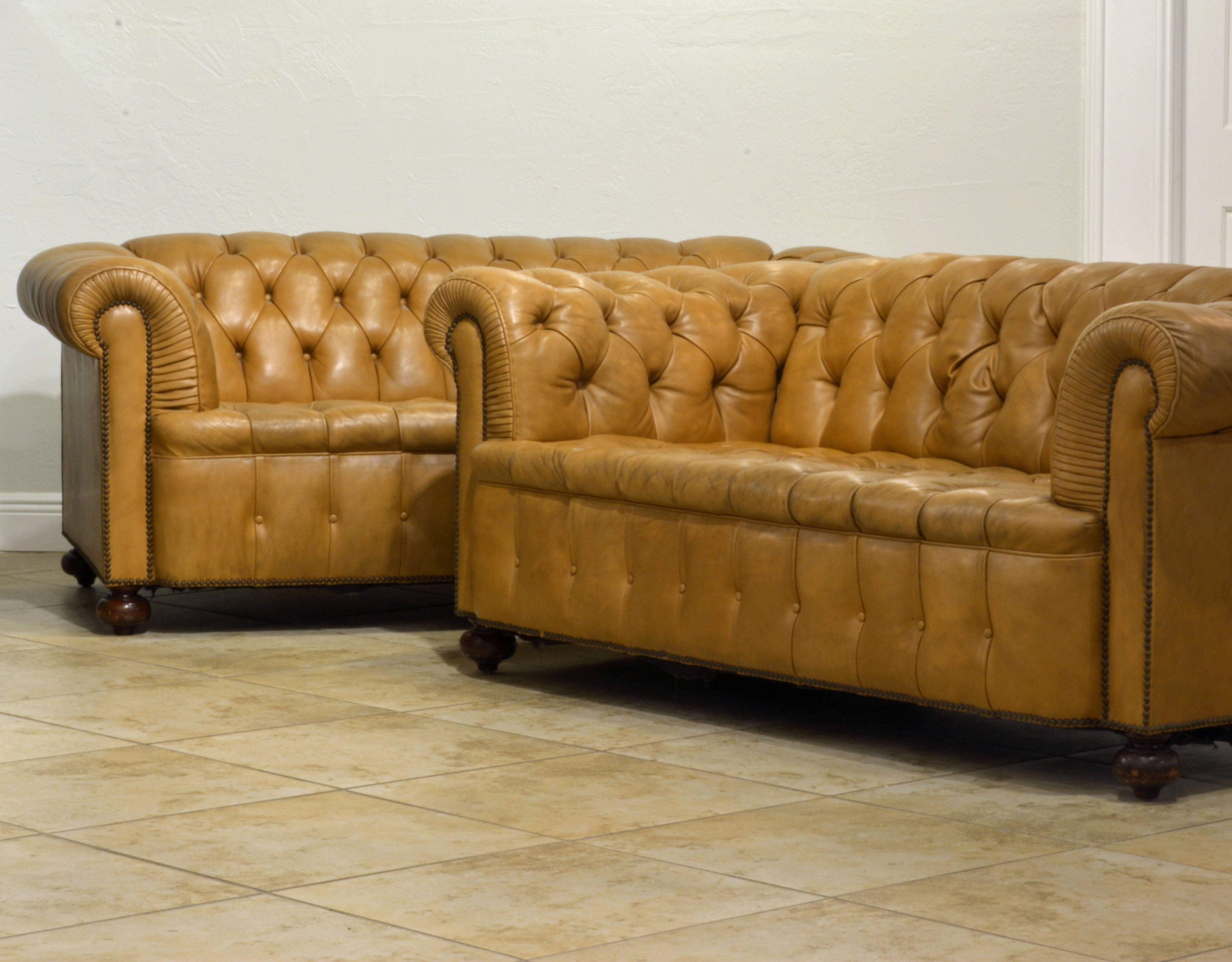 distressed leather chesterfield sofa