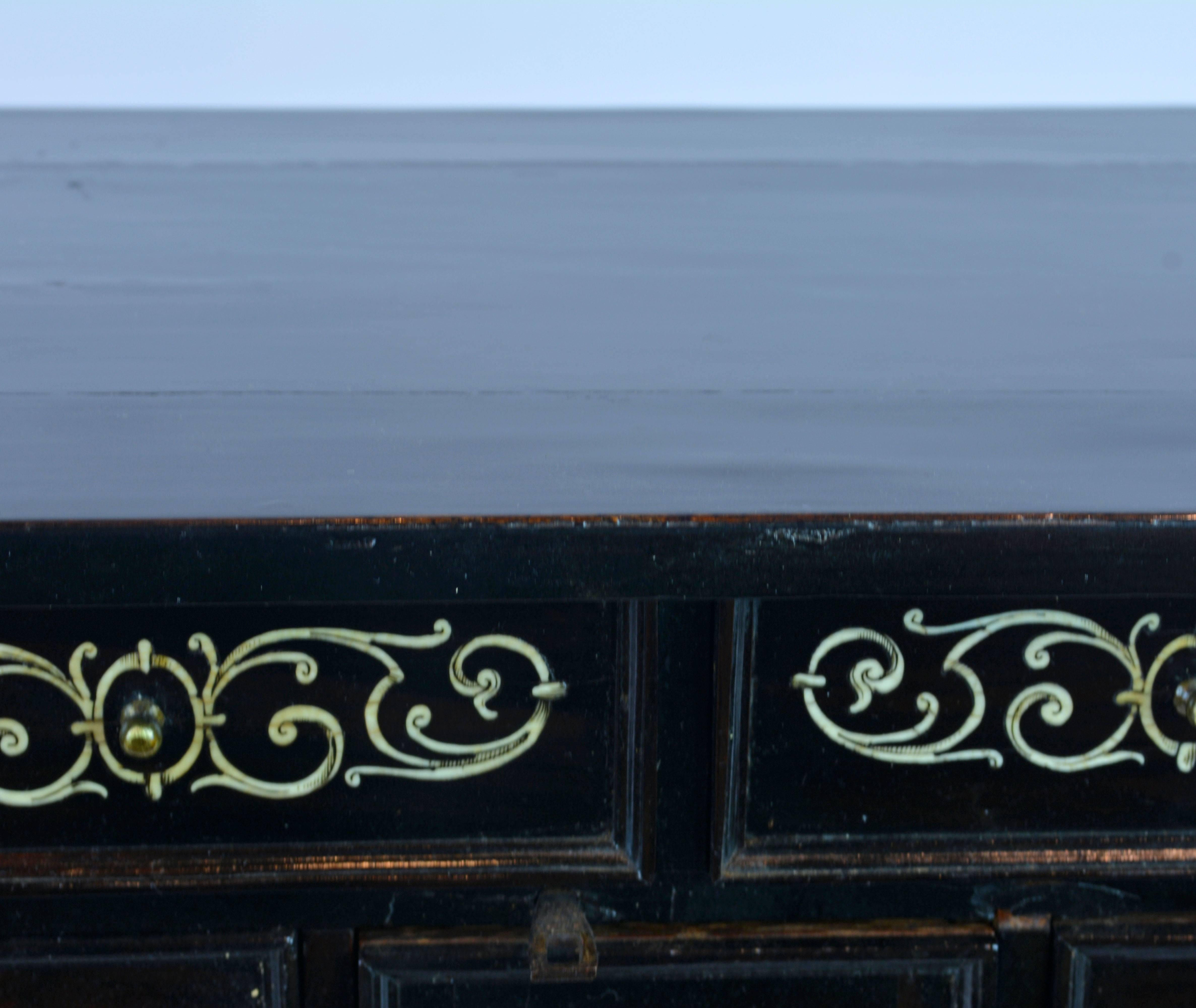 Superior 19th Century Neoclassical Ebonized and Ivory Inlaid Table Cabinet 5