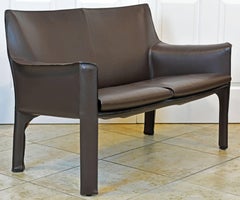 Exquisite Mario Bellini Design Leather Cab Loveseat by Cassina, Italy