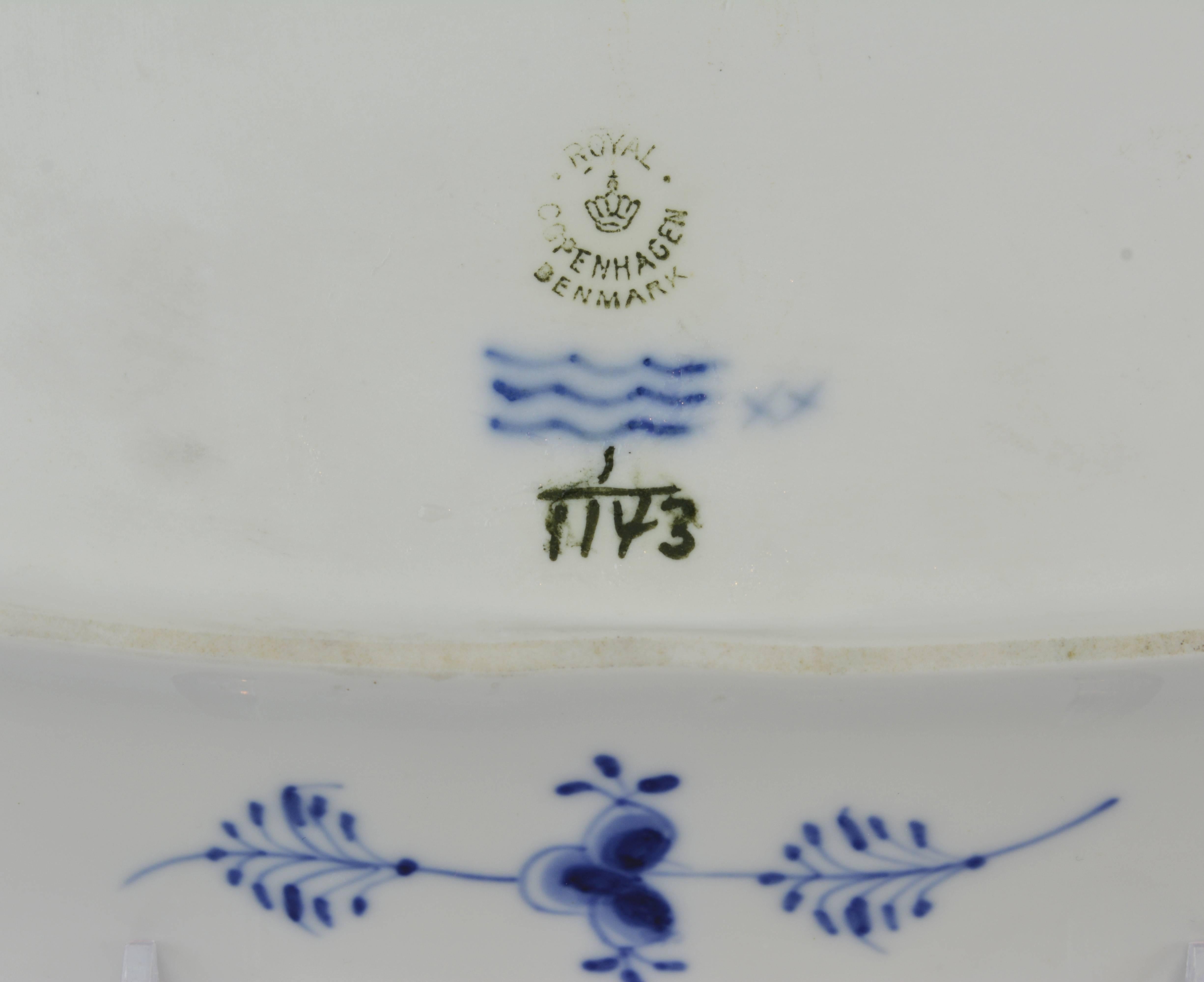 Rococo Royal Copenhagen Blue Fluted Full Lace Cake Plate, Factory First #1143