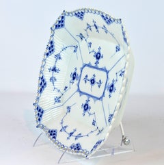 Royal Copenhagen Blue Fluted Full Lace Cake Plate, Factory First #1143