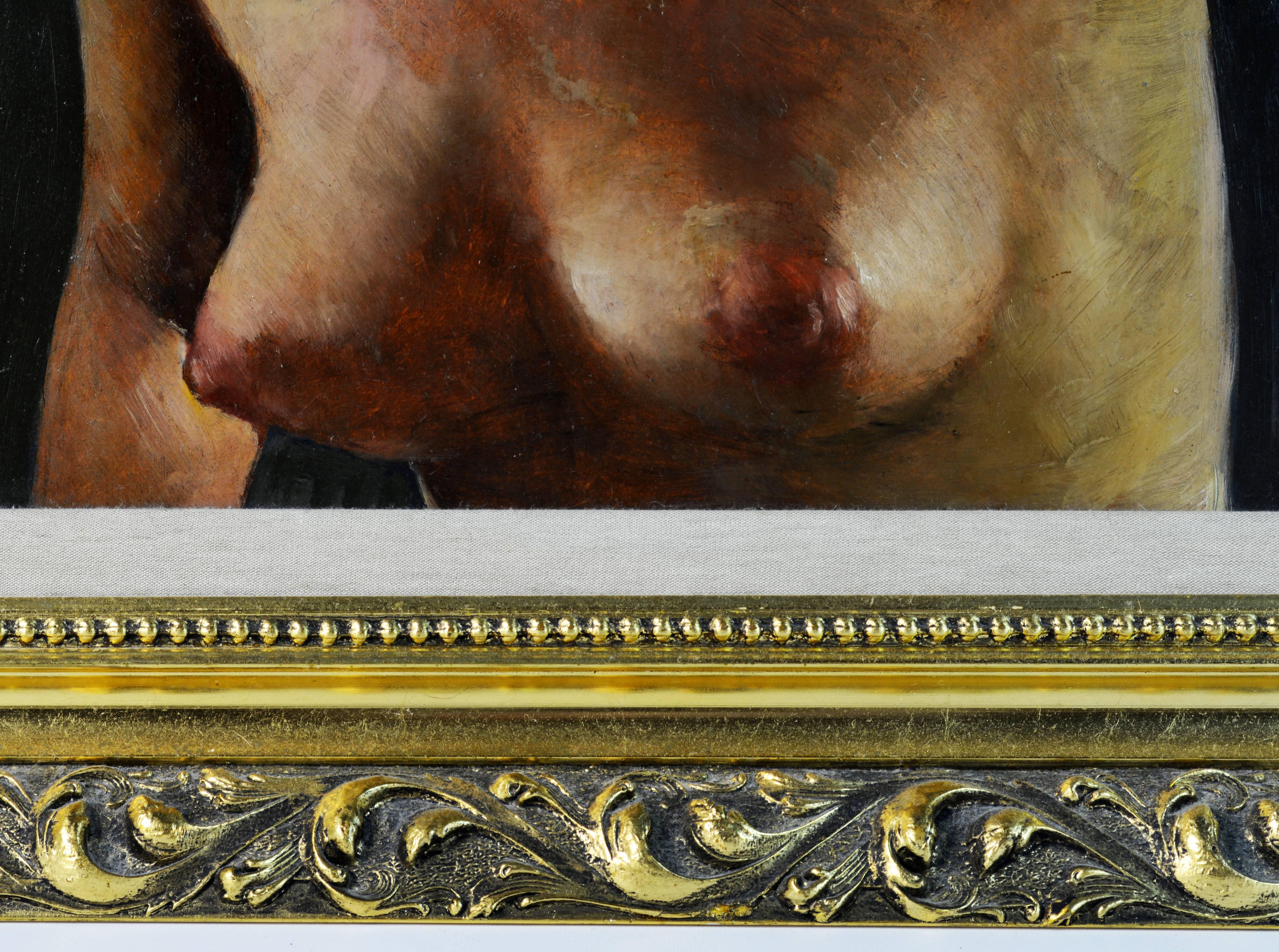 American Erotic Nude by Pal Fried, Hungarian 1893-1976, Oil on Panel, Stunning