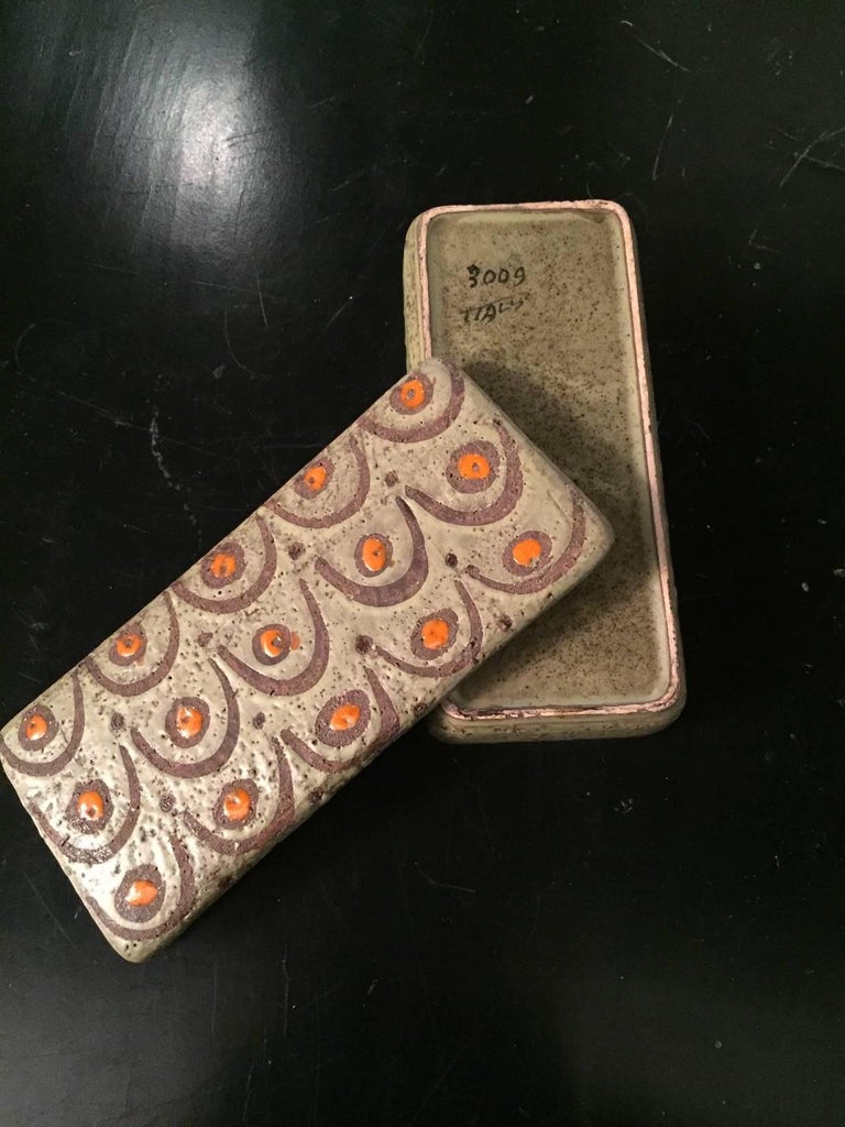 Raymor ThreePiece Ceramic Cigarette Box and Ashtray Set For Sale at