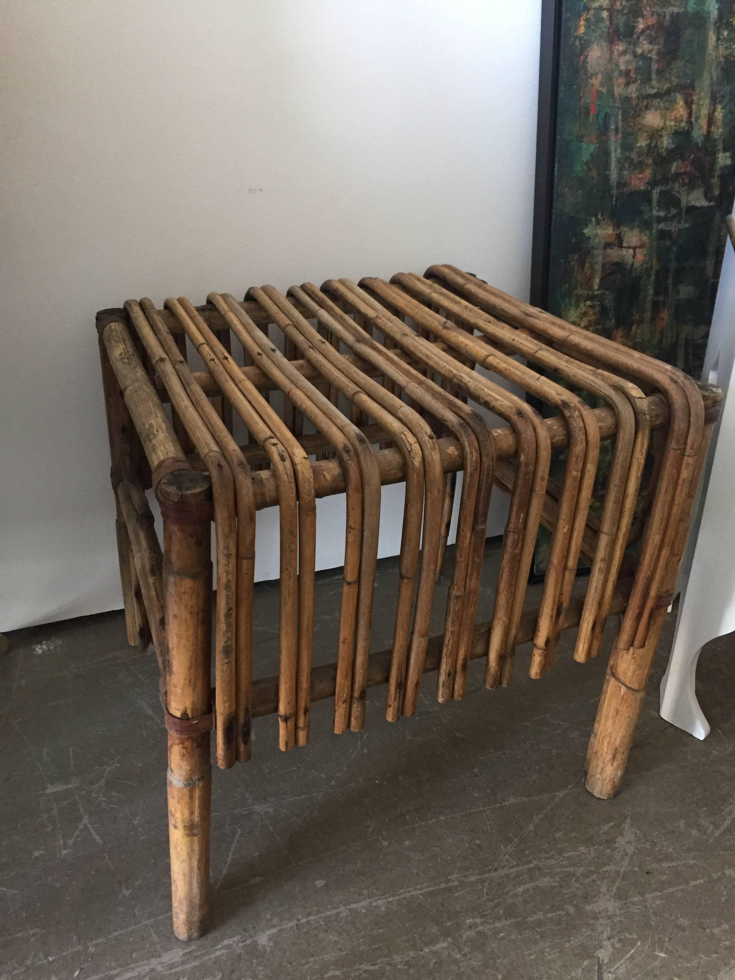 Bamboo Canopy Chair and Ottoman In Excellent Condition For Sale In Washington, DC