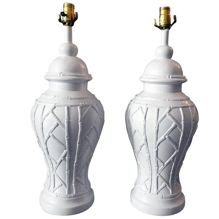 Late 20th Century 20th Century Faux Ceramic Bamboo Table Lamps