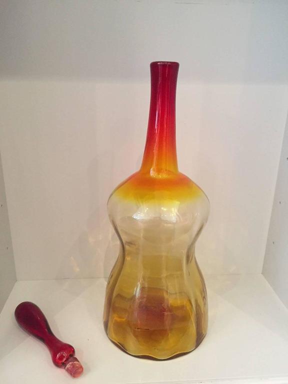 Joel Myers for Blenko Glass Floor Decanter with Stopper For Sale at 1stDibs