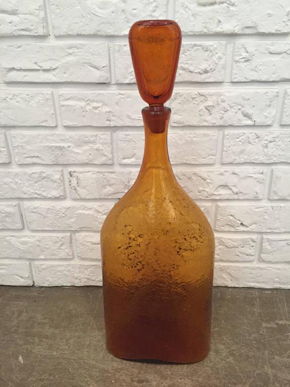 Joel Myers for Blenko Glass Floor Decanter with Stopper For Sale at 1stDibs