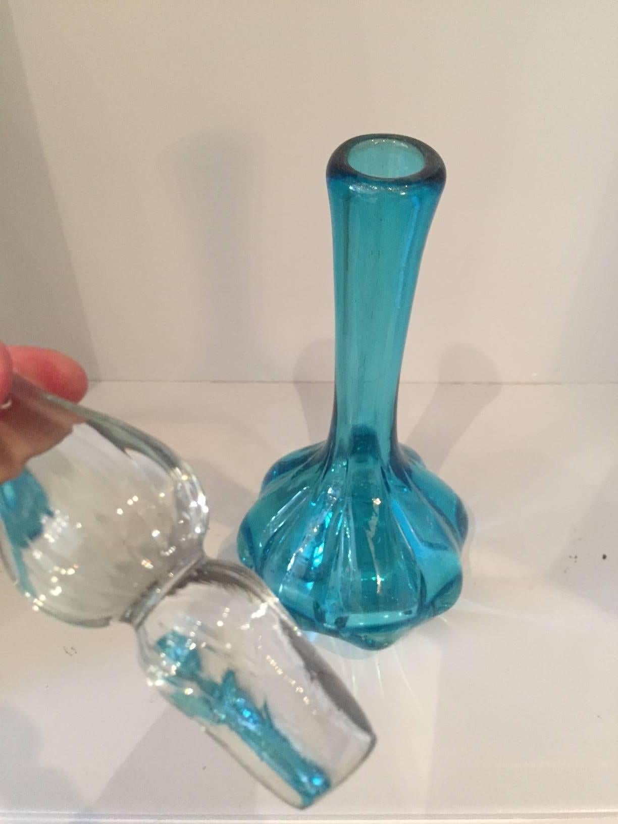 Mid-Century Modern Mid-Century Vase with a Clear Lidded Stopper For Sale