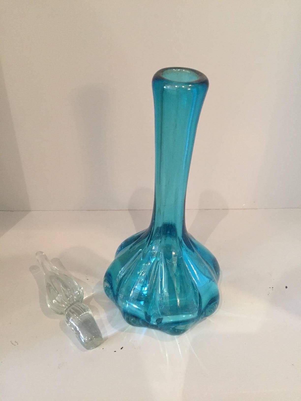 Mid-Century Vase with a Clear Lidded Stopper In Excellent Condition For Sale In Washington, DC