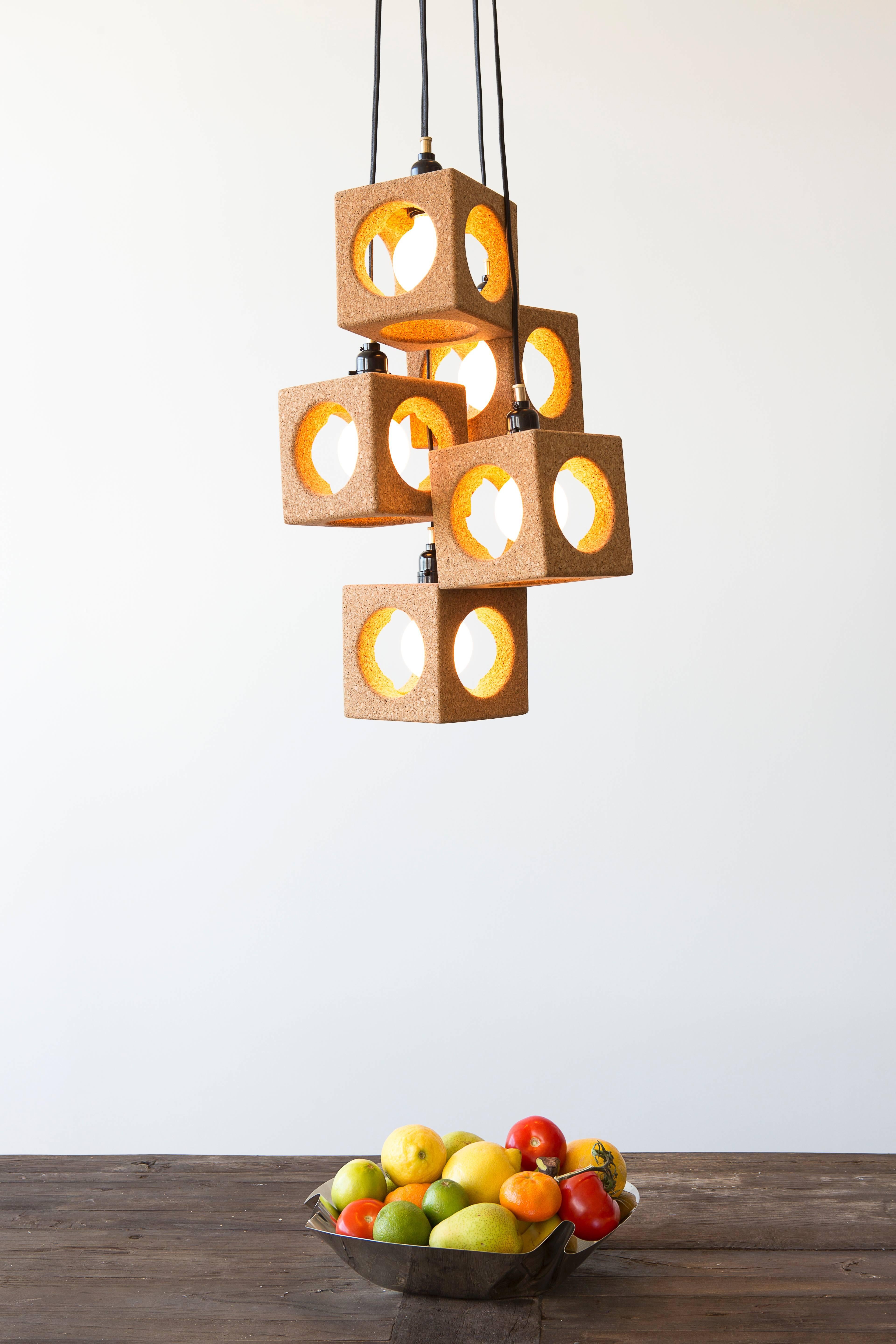 Modern Contemporary 'Worm Hole' Cork Pendant Lights