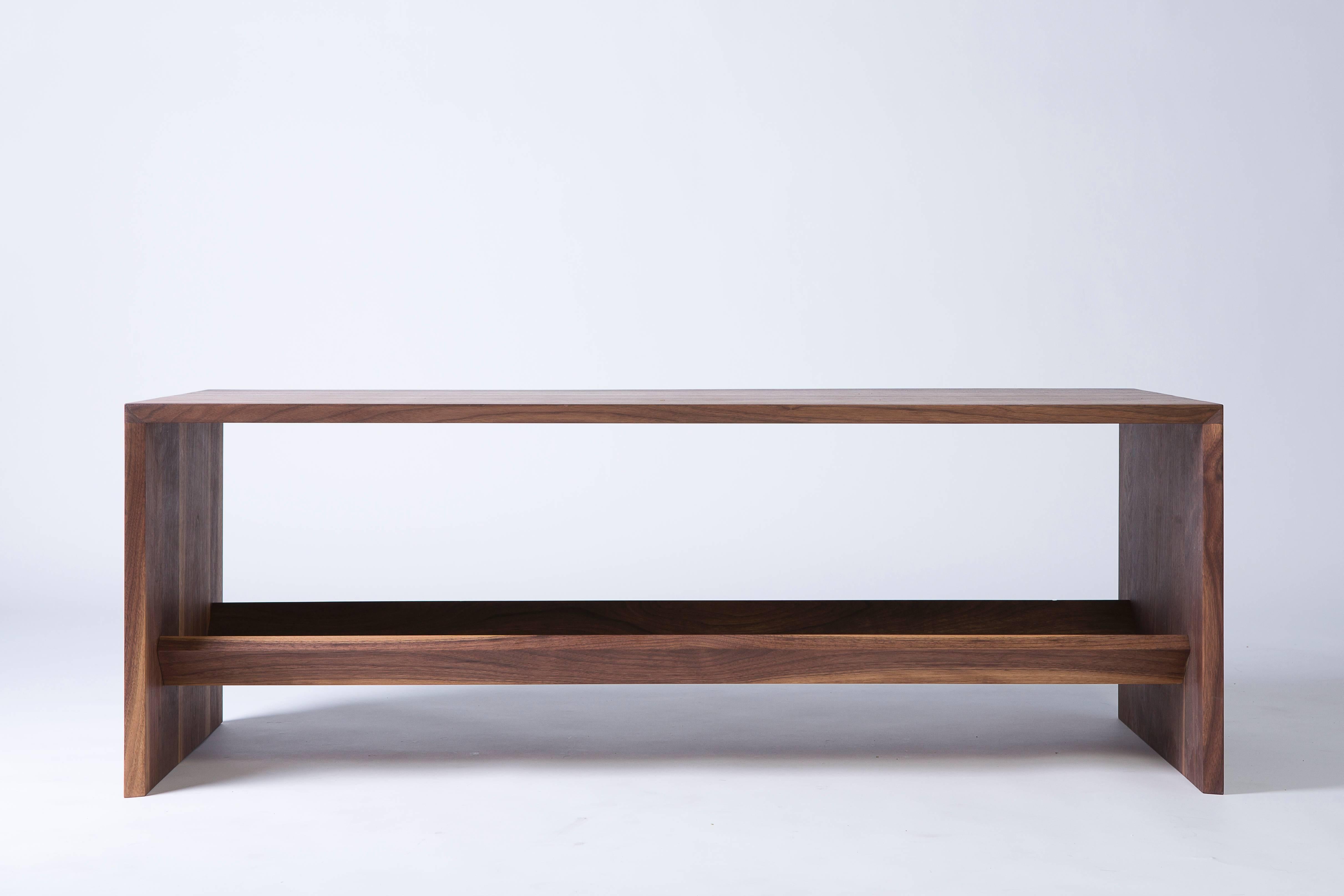Mid-Century Modern Modern Walnut Coffee Table with Multi-Purpose Sub-Surface Trough For Sale