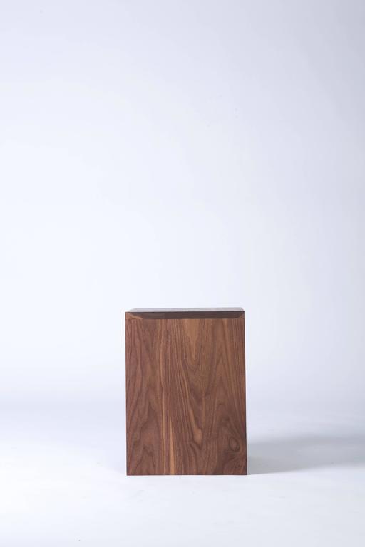 Modern Walnut Side Table with Multi-Purpose Sub-Surface Trough For Sale