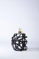 Contemporary Side Table Made from Hardened Cotton Strips, Rectangle