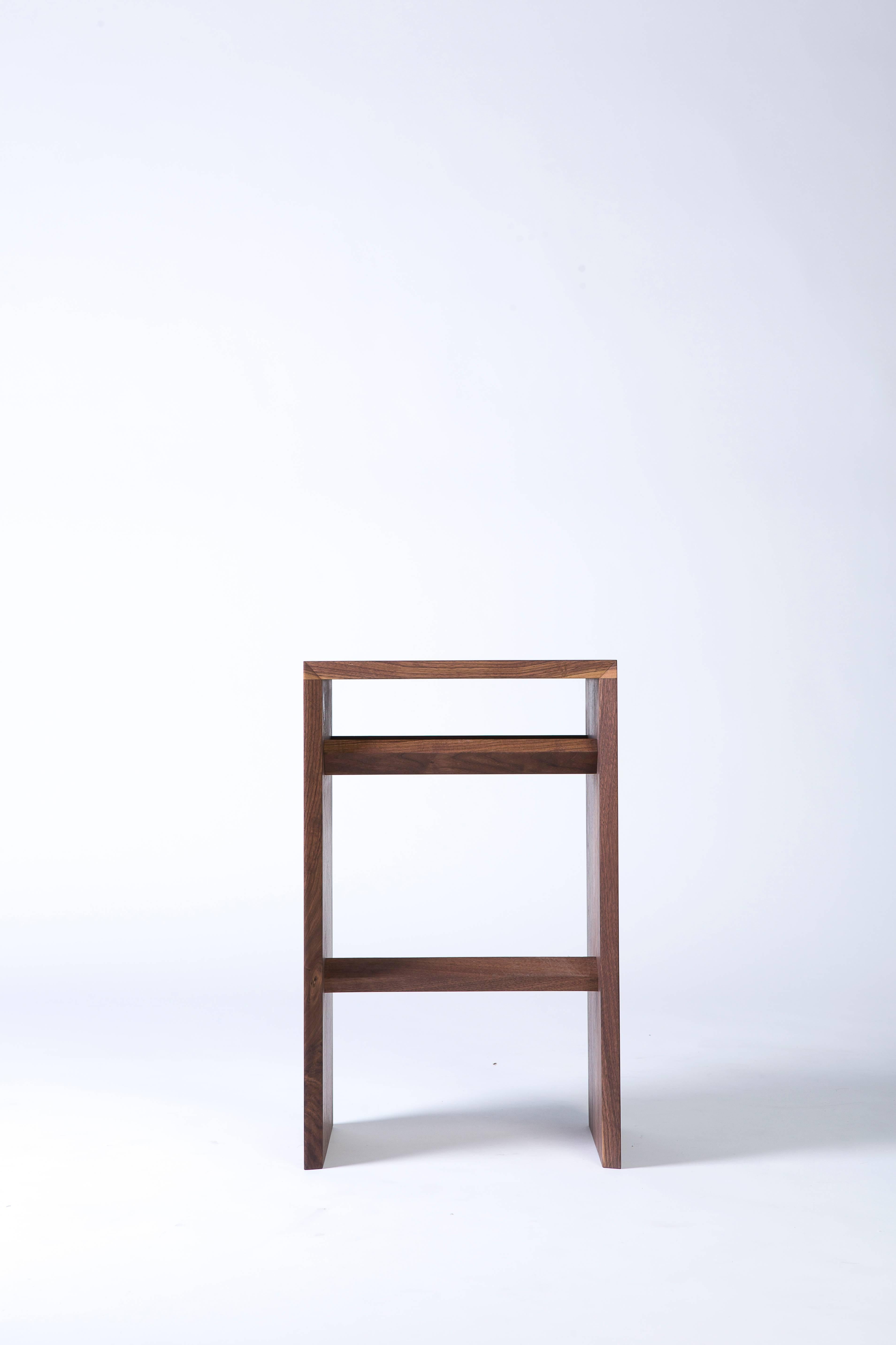 Modern Solid Walnut Stool with Multi-Purpose Sub-Surface Trough For Sale