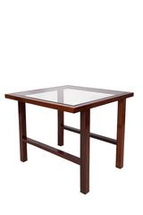 Pair of Branco & Preto Glass Top Side Tables in Caviuna