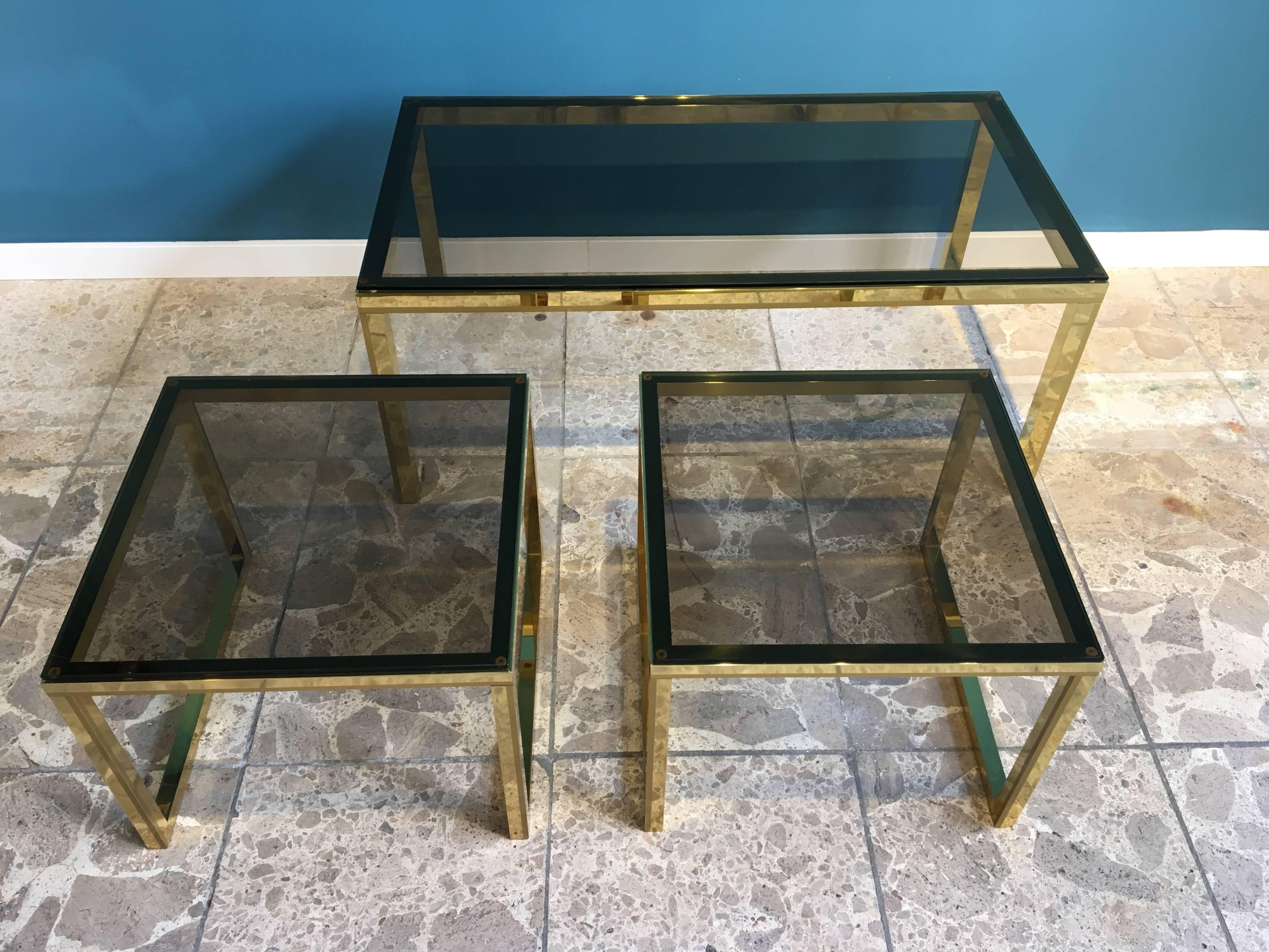 Brass Set of Nesting Tables in the Style of Maison Charles