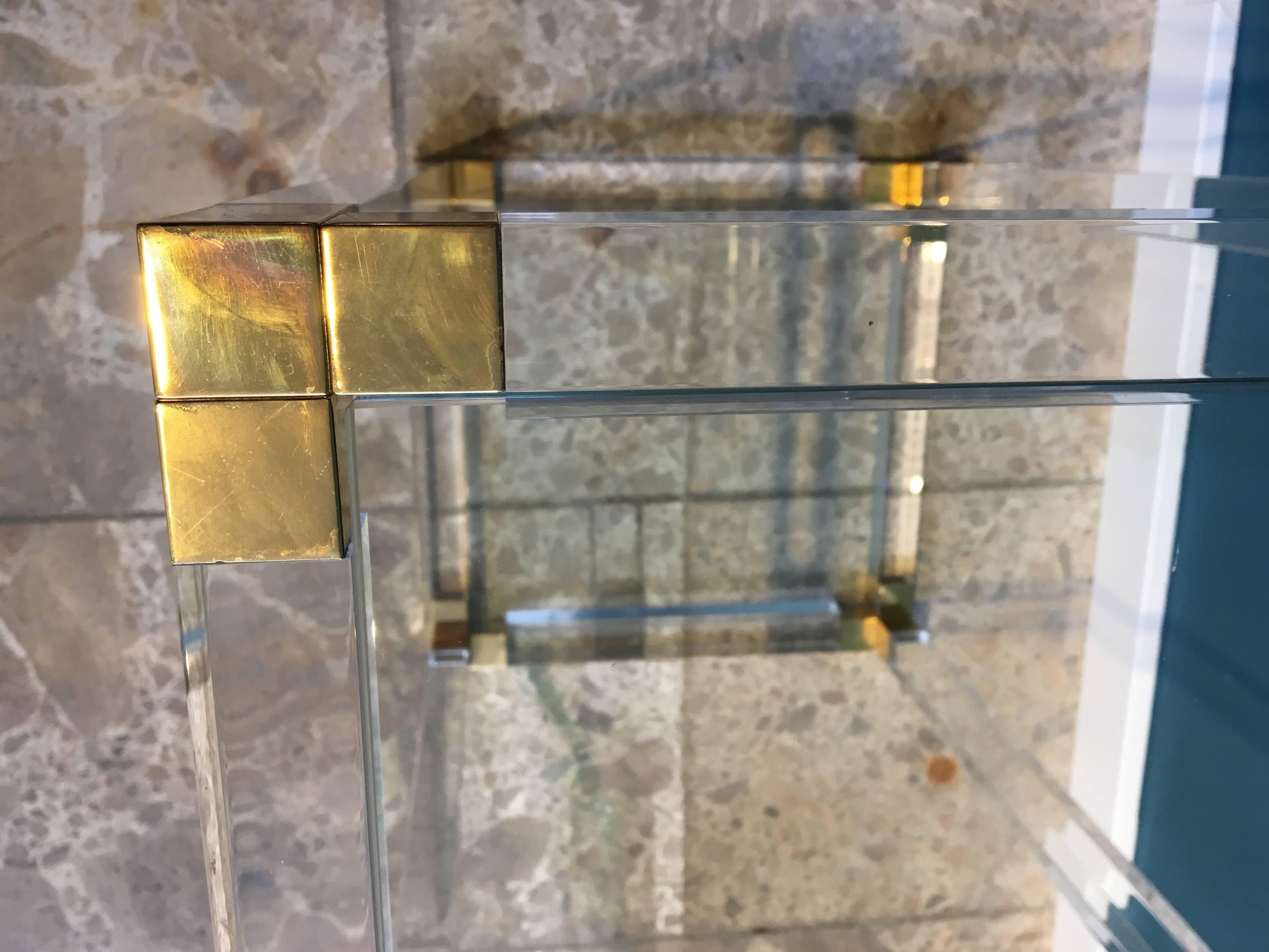 Pair of Midcentury Side Tables in Lucite Acrylic and Brass 4