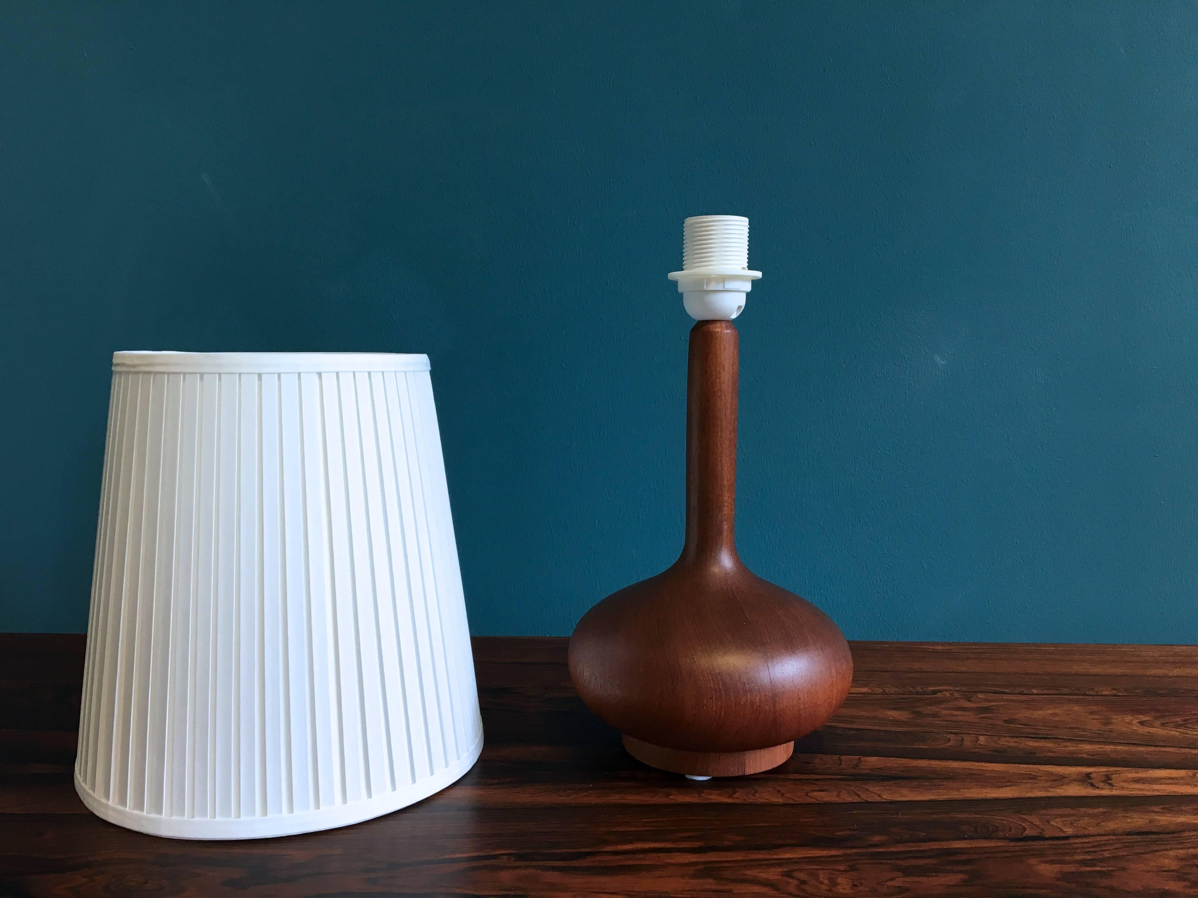 Teak Vintage Scandinavian Wooden Table Lamp, circa 1960s