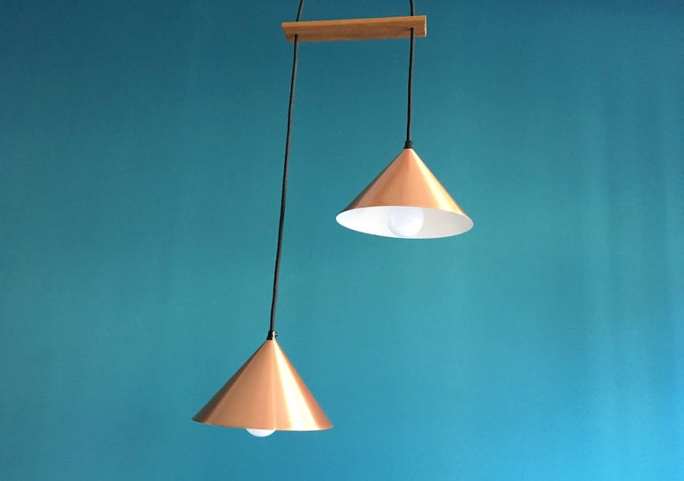 Vintage Danish Copper Colored Pendant Light For Sale at 1stdibs
