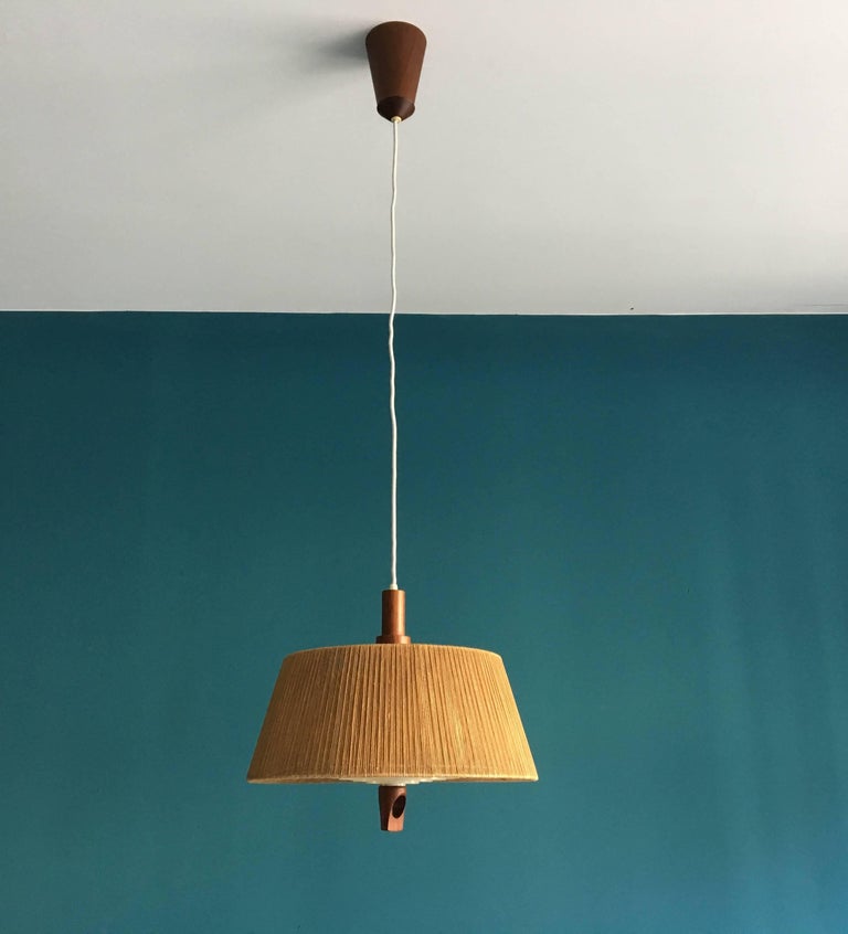 Vintage Danish Pendant Light with Hemp String Shade For Sale at 1stdibs