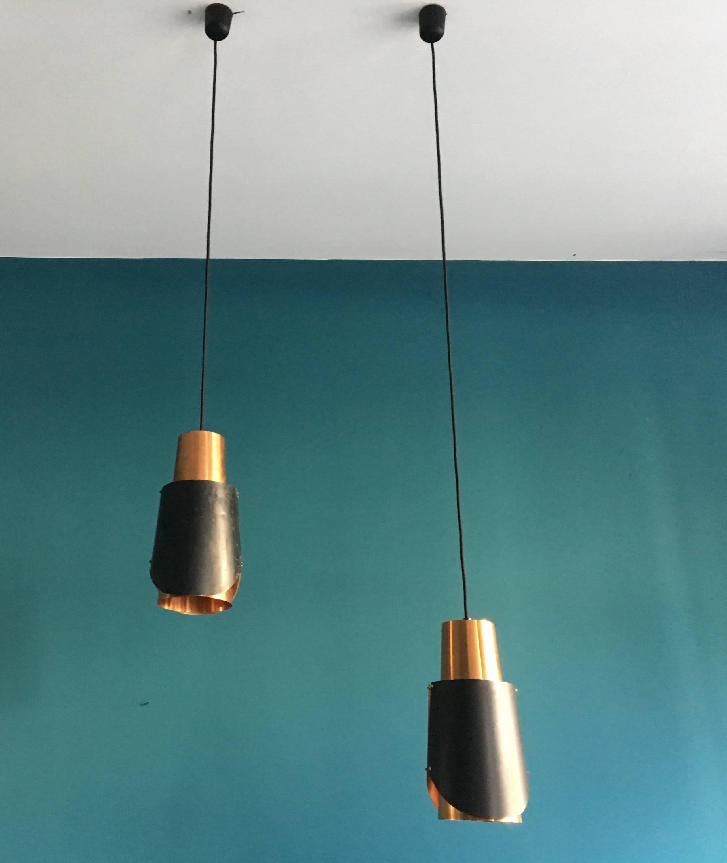 Pair of Vintage Bent Karlby Osterport Pendant Lights Produced by Lyfa in Denmark In Good Condition In Berlin, DE